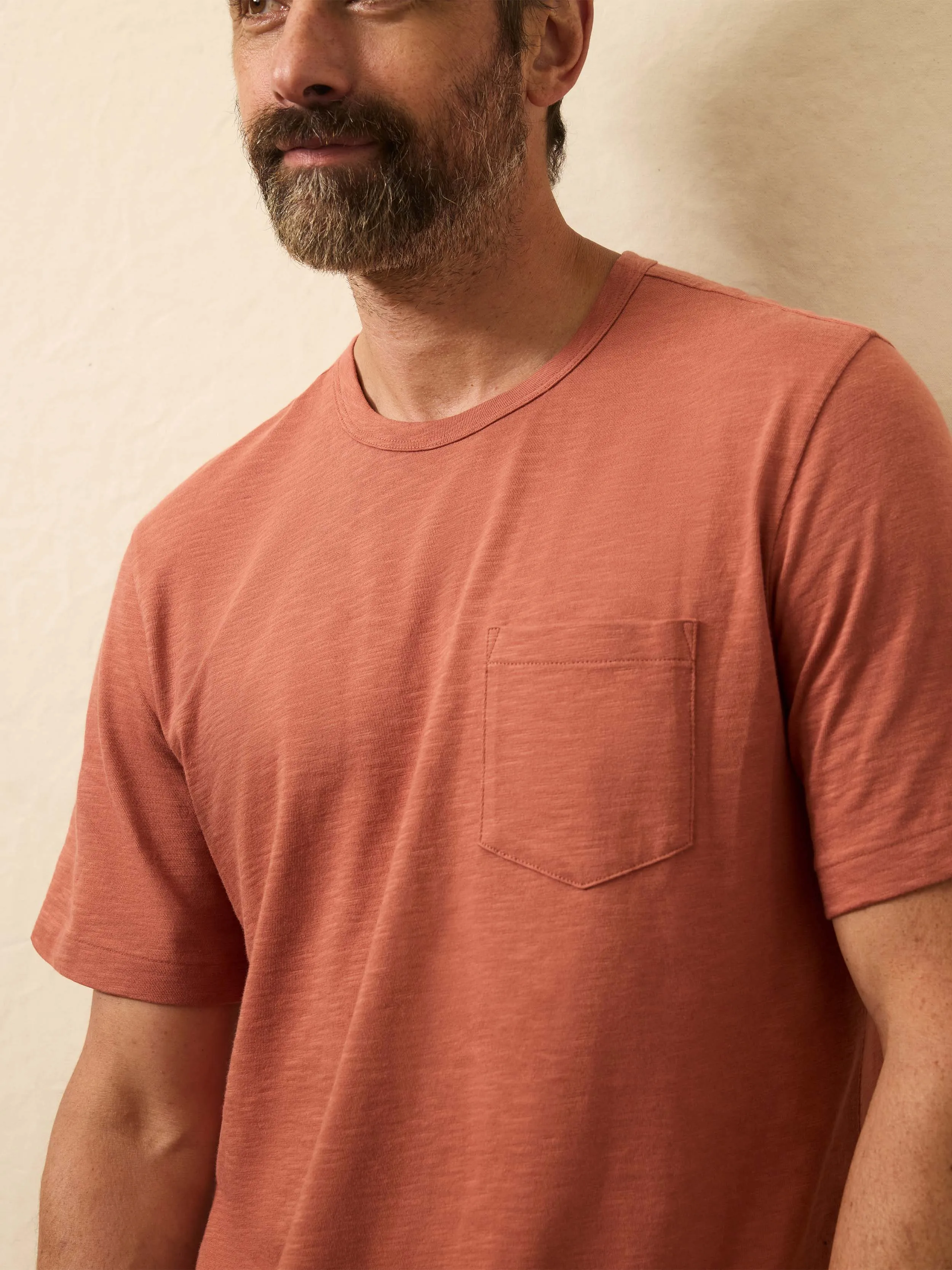 Sunwashed Regenerative Pocket Tee - Dusty Sienna sold by Faherty product image thumbnail 2