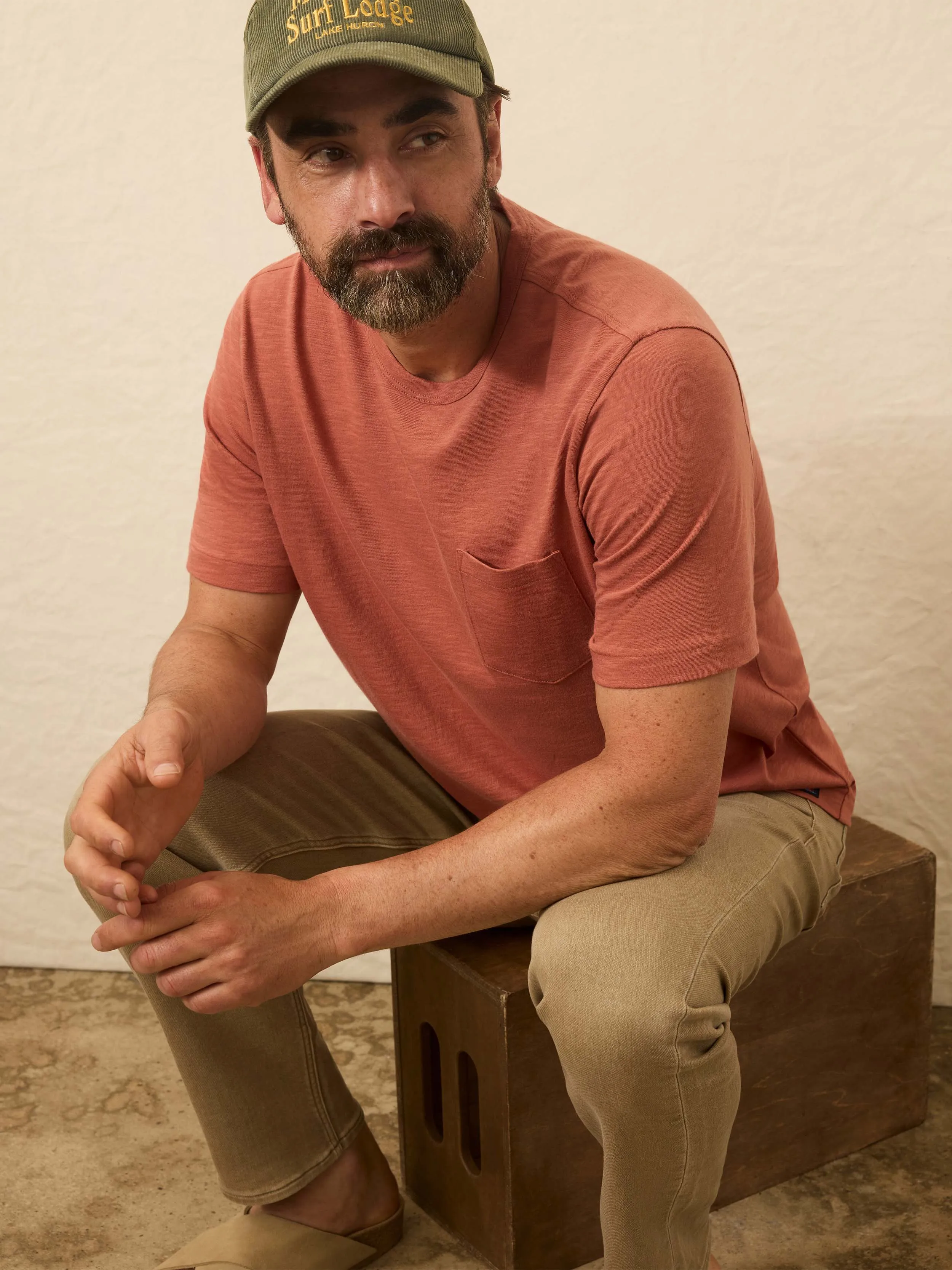 Sunwashed Regenerative Pocket Tee - Dusty Sienna sold by Faherty product image thumbnail 5