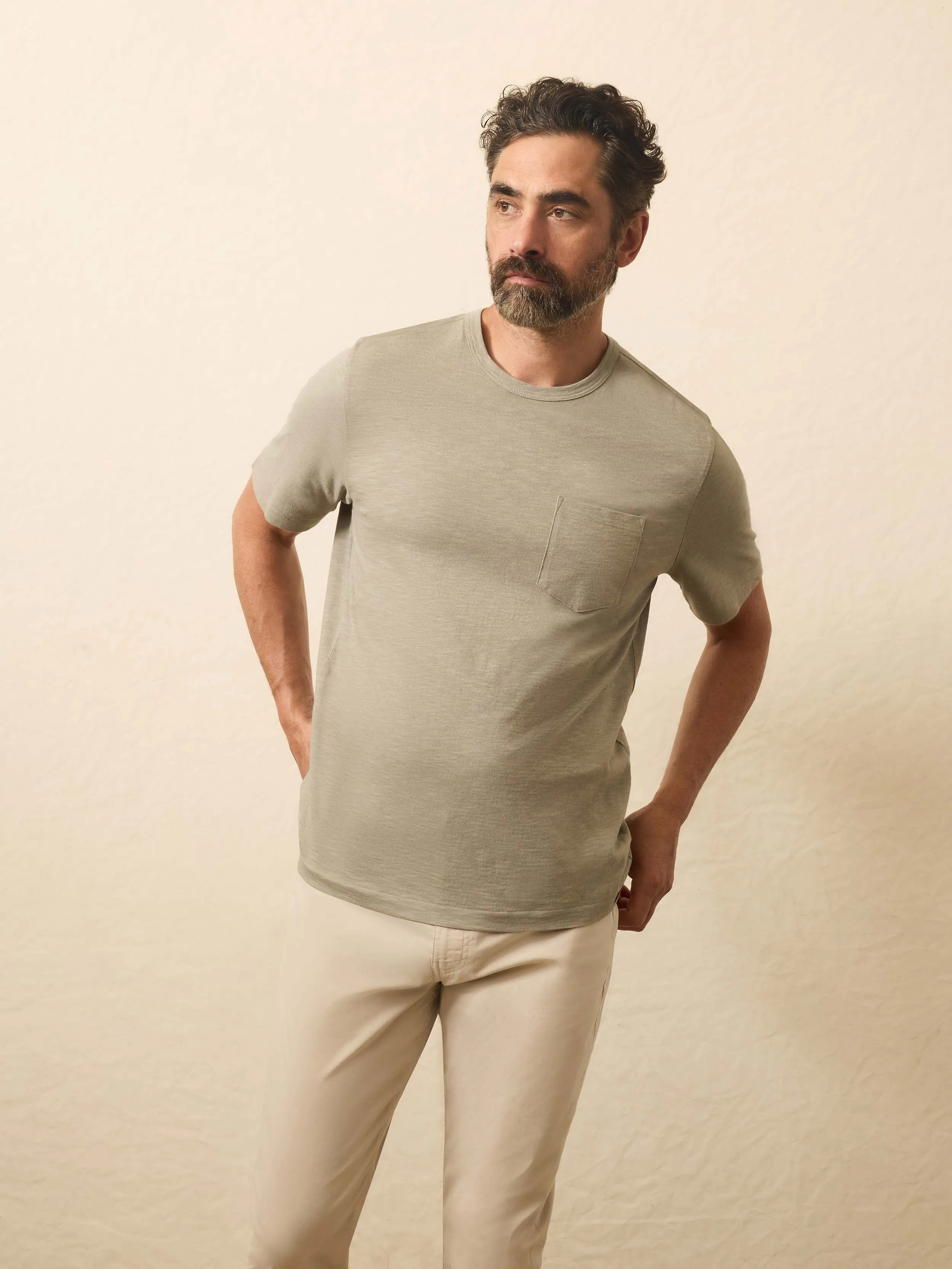 Sunwashed Regenerative Pocket Tee - Coastal Sage sold by Faherty product image thumbnail 3