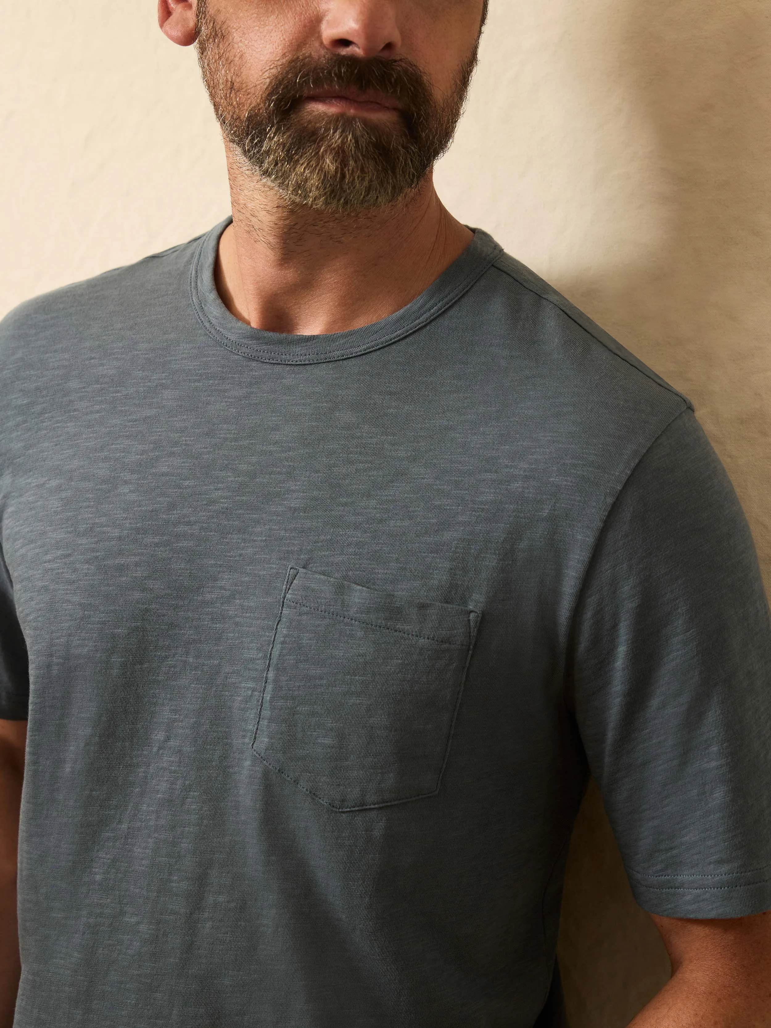 Sunwashed Regenerative Pocket Tee - Rough Waters sold by Faherty product image thumbnail 2