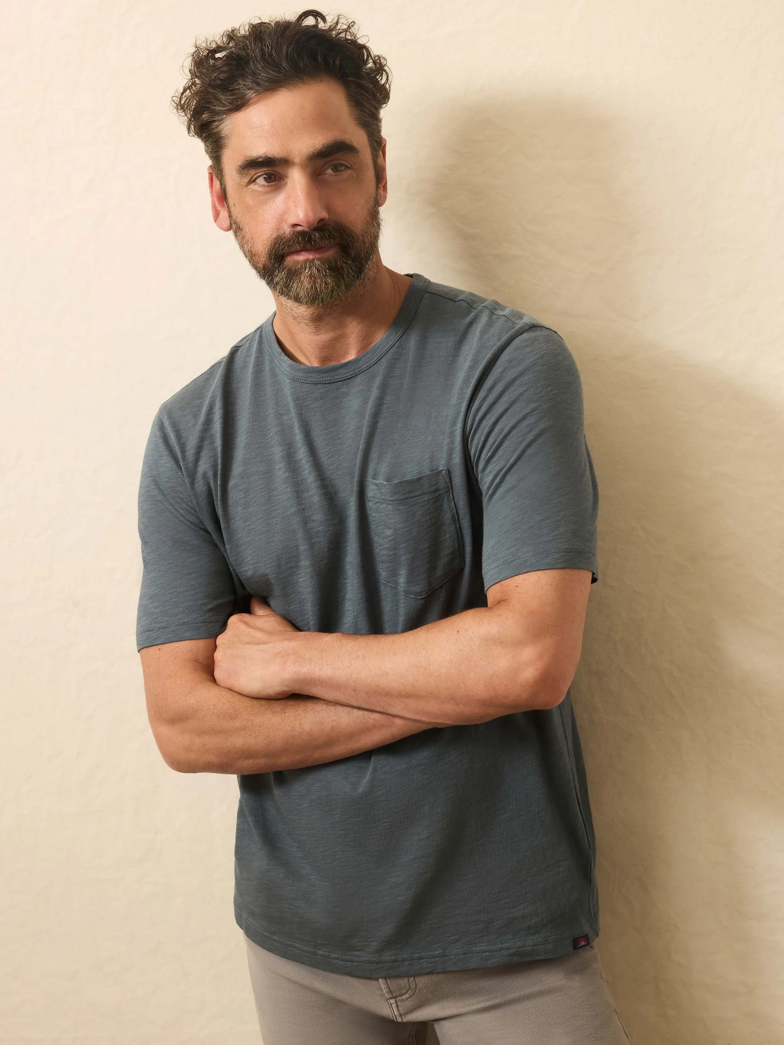 Sunwashed Regenerative Pocket Tee - Rough Waters sold by Faherty product image thumbnail 5