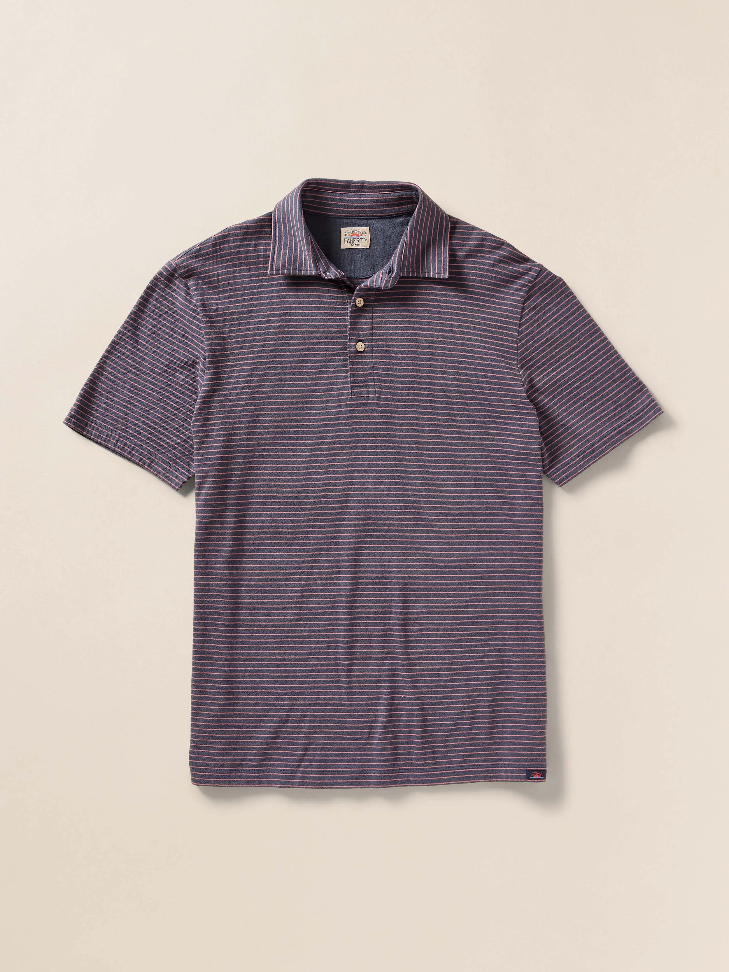 Sunwashed T-Shirt Polo - Searock Fire Stripe sold by Faherty