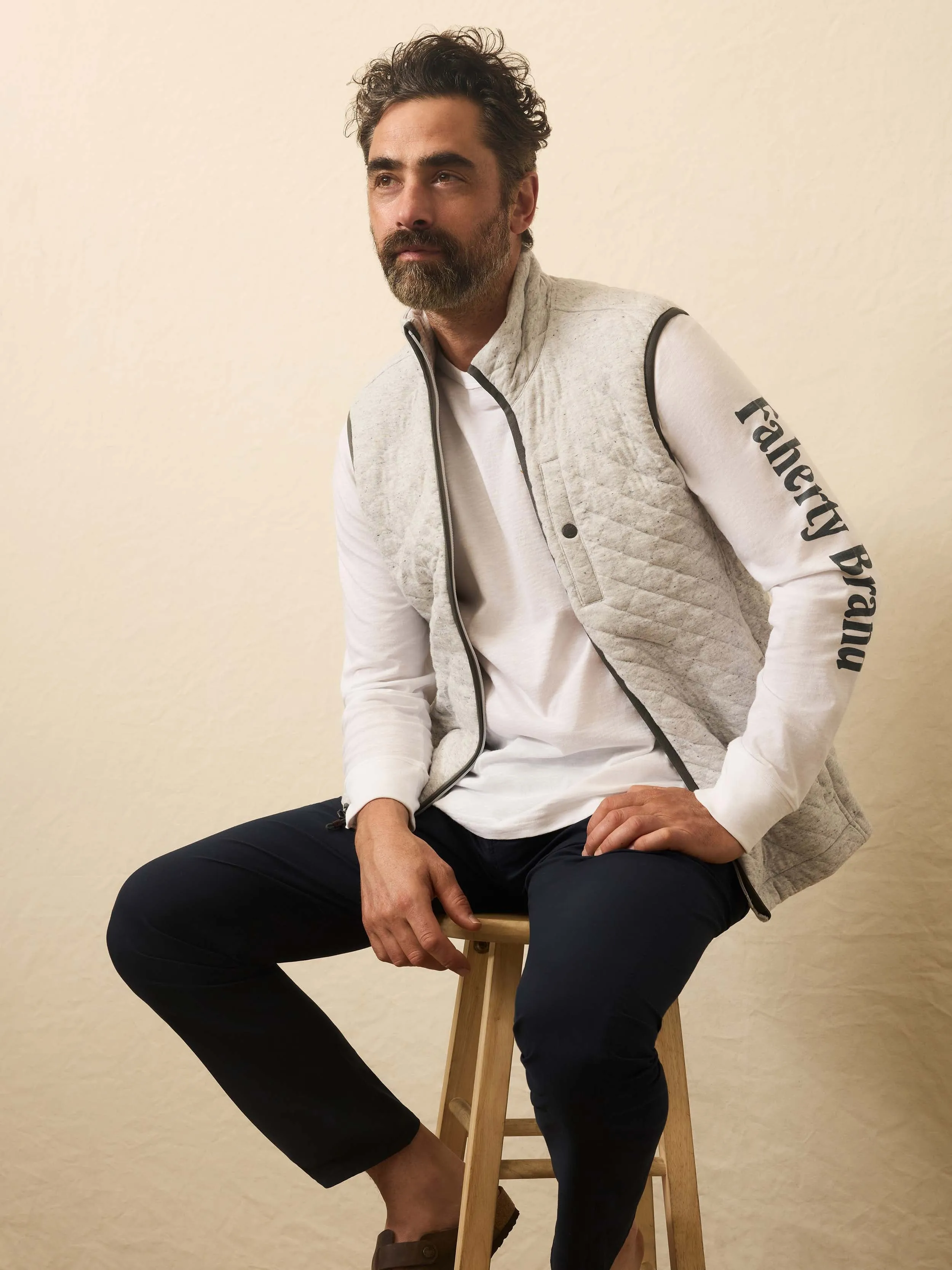Epic Quilted Fleece Vest - Ivory Peak Heather sold by Faherty product image thumbnail 4