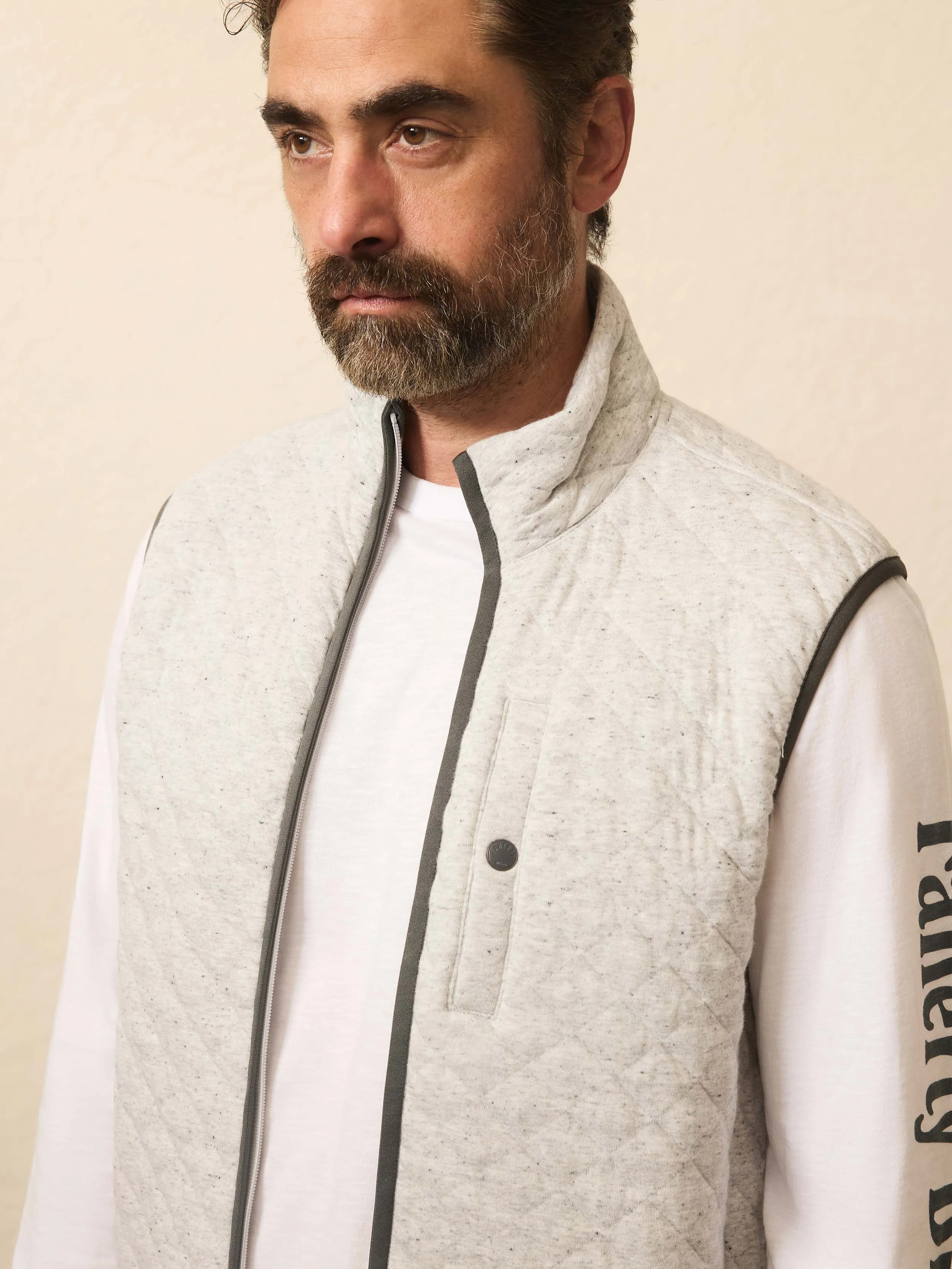 Epic Quilted Fleece Vest - Ivory Peak Heather sold by Faherty product image thumbnail 2