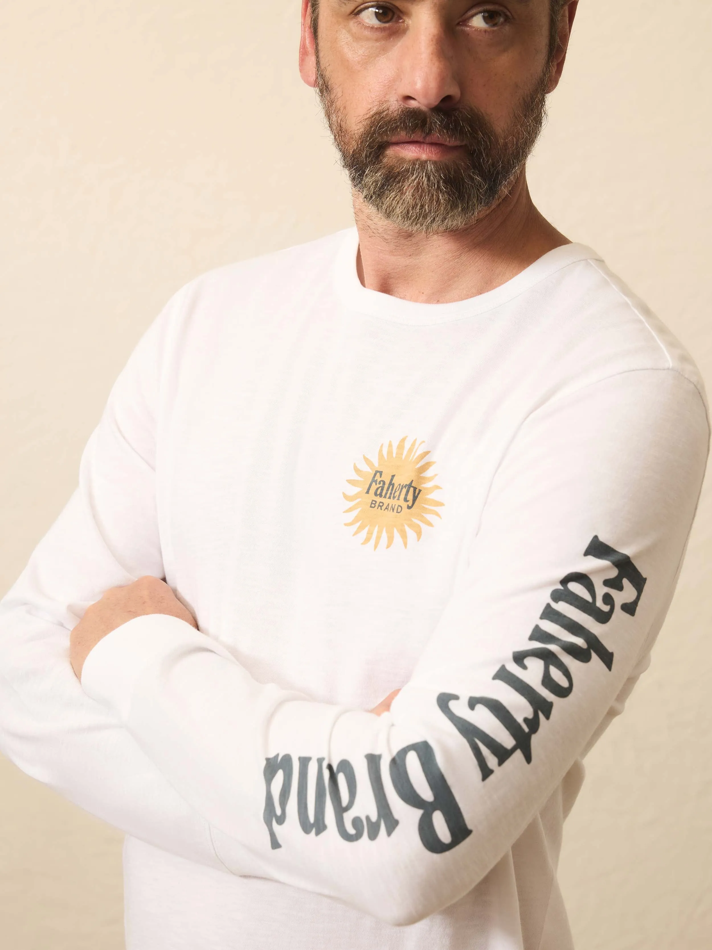 Longs-Sleeve Sunwashed Graphic Tee - White sold by Faherty product image thumbnail 2