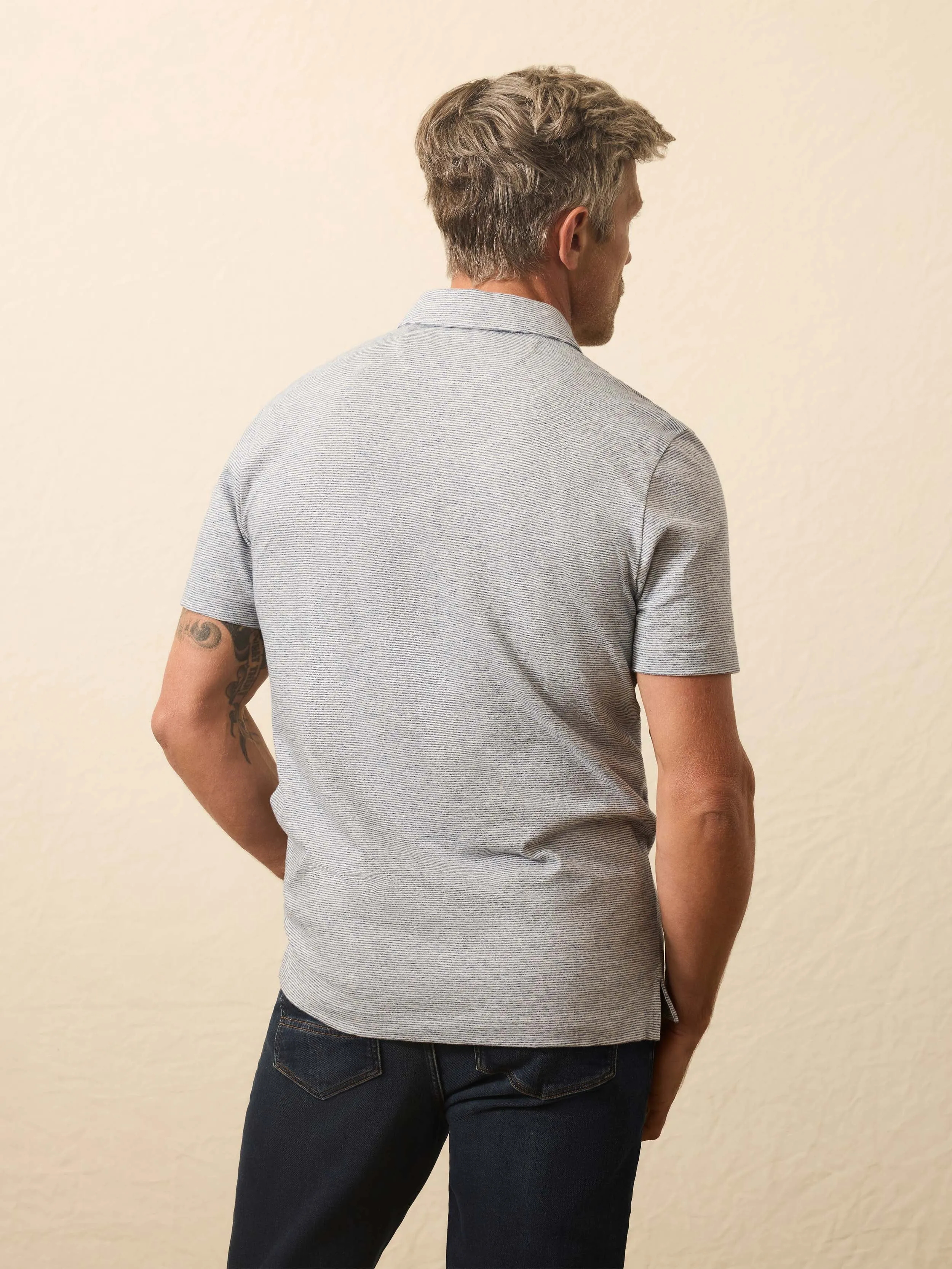 Sunwashed T-Shirt Polo - Ice Plunge Stripe sold by Faherty product image thumbnail 3