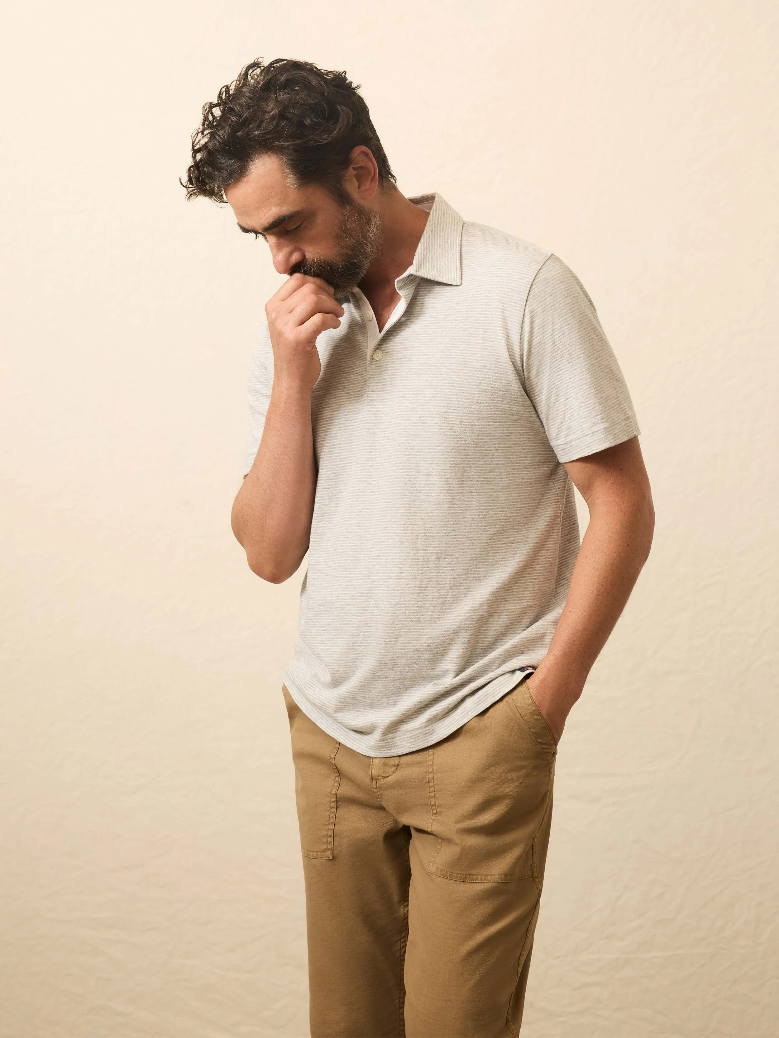 Sunwashed T-Shirt Polo - Echo Bay Stripe sold by Faherty product image thumbnail 4