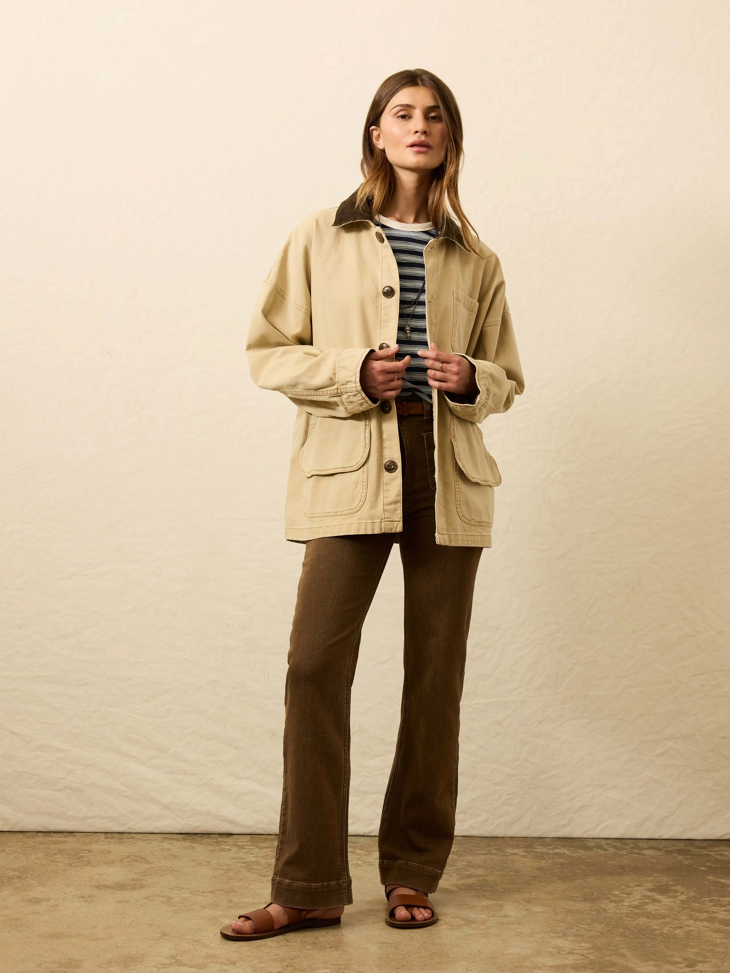 Sunwashed Canvas Barn Jacket - Sandy Khaki sold by Faherty product image thumbnail 3