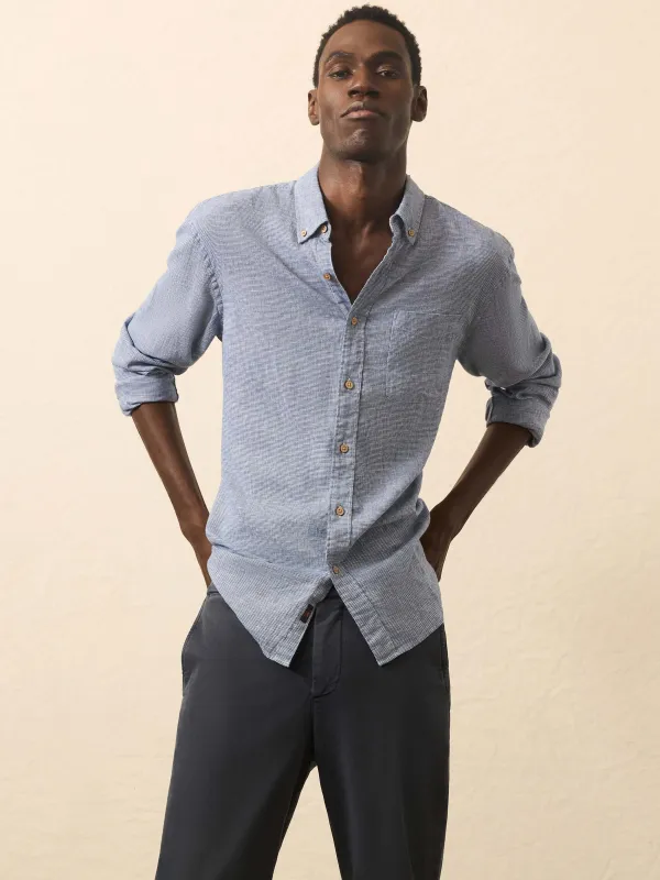 Long-Sleeve Breeze Shirt - Ocean Pincheck sold by Faherty