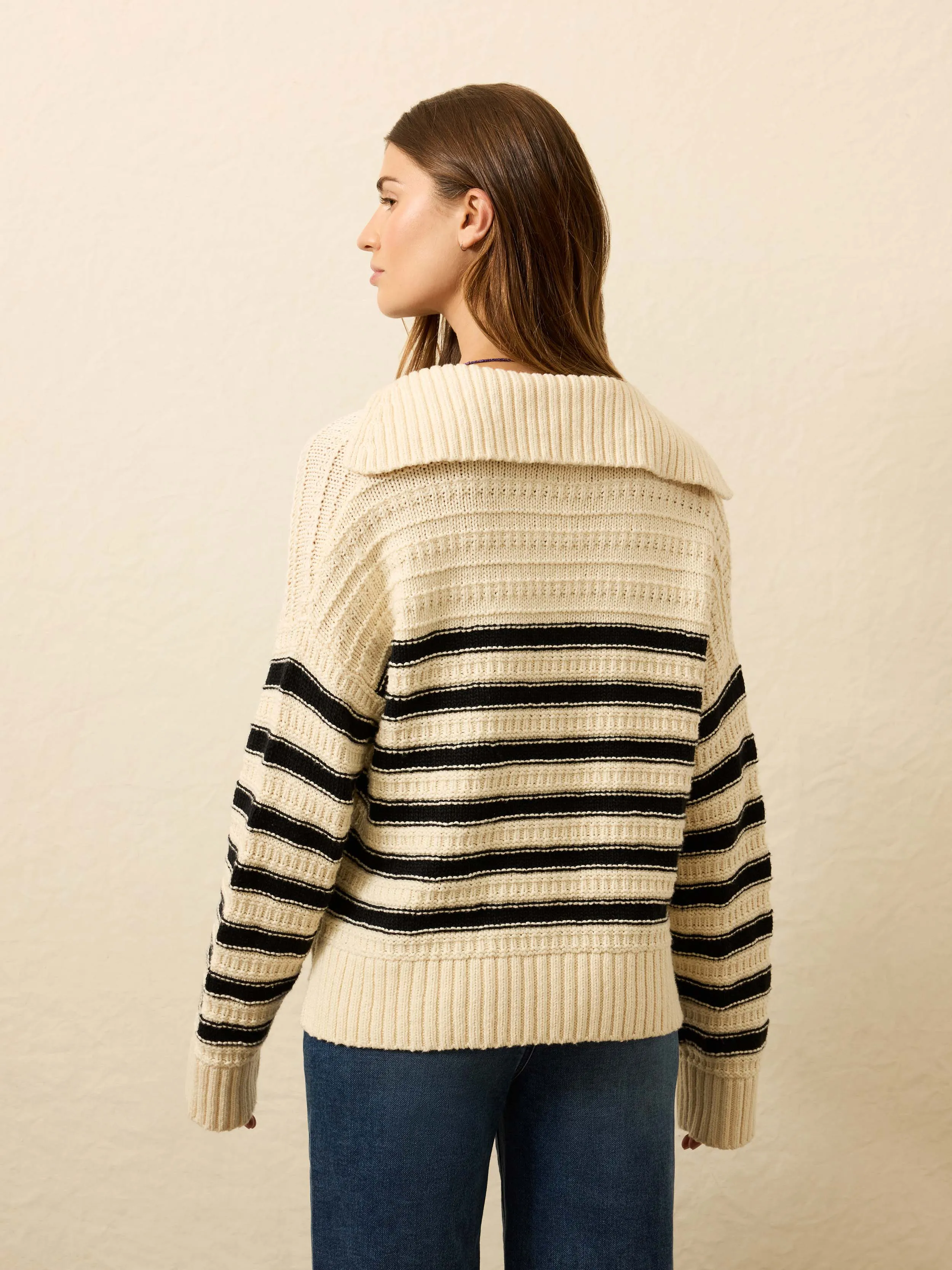 Heirloom Cotton Sweater Polo - Licorice Lines sold by Faherty product image thumbnail 3