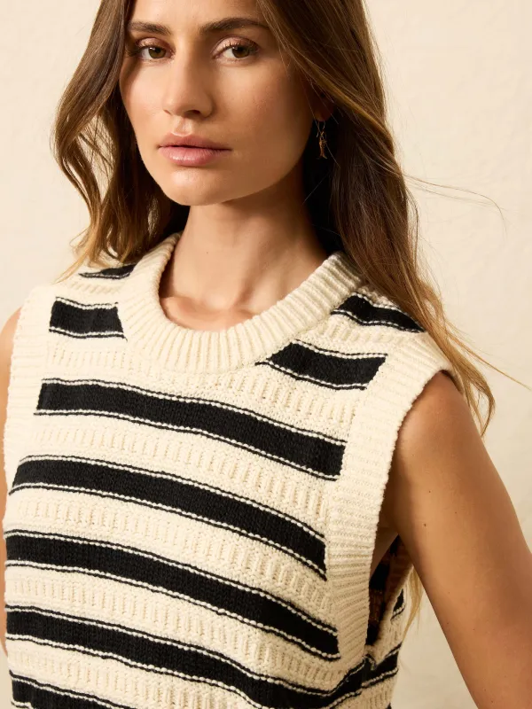 Heirloom Cotton Sweater Vest - Licorice Lines sold by Faherty