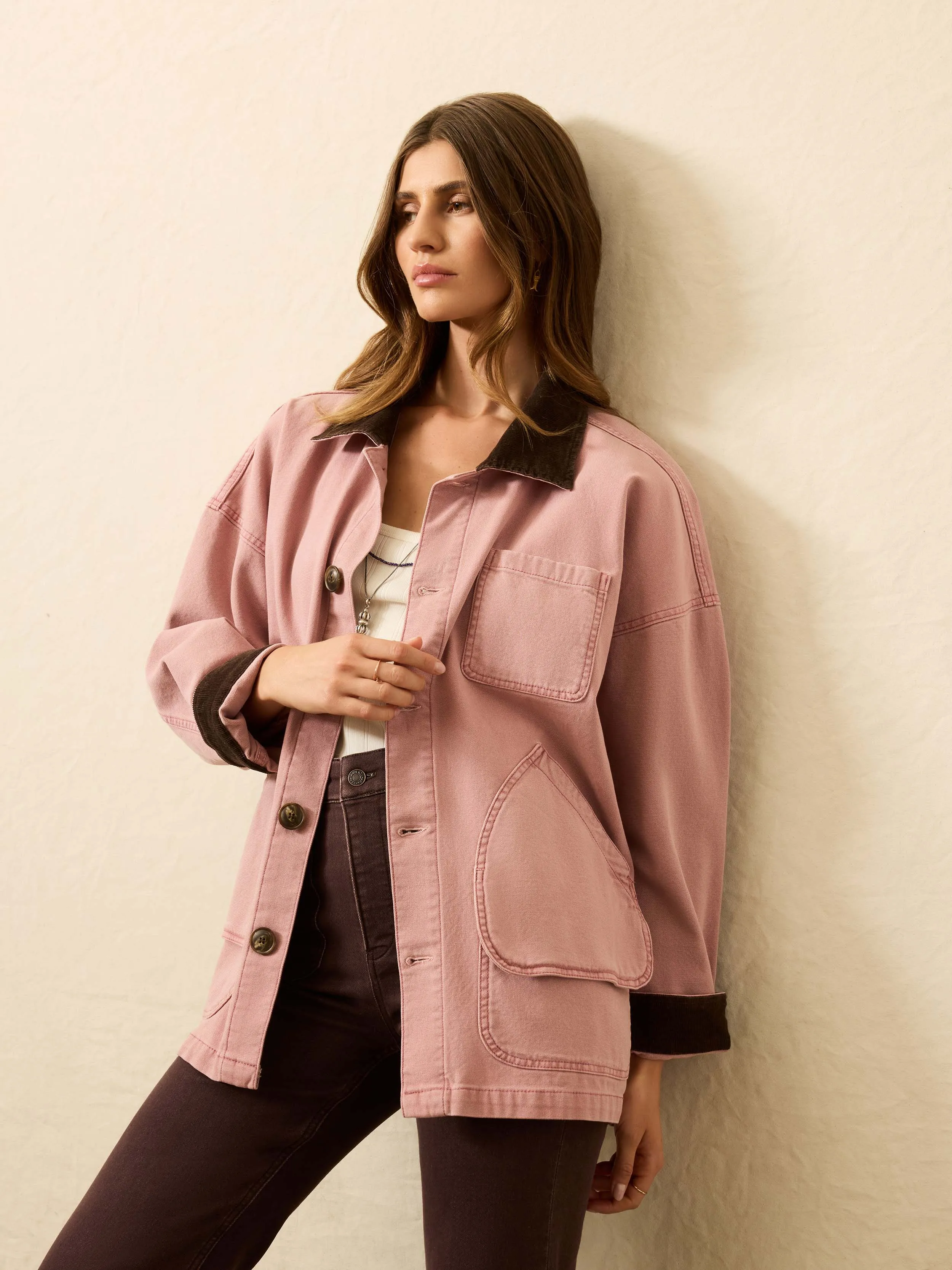 Sunwashed Canvas Barn Jacket - Nostalgia Rose sold by Faherty product image thumbnail 2