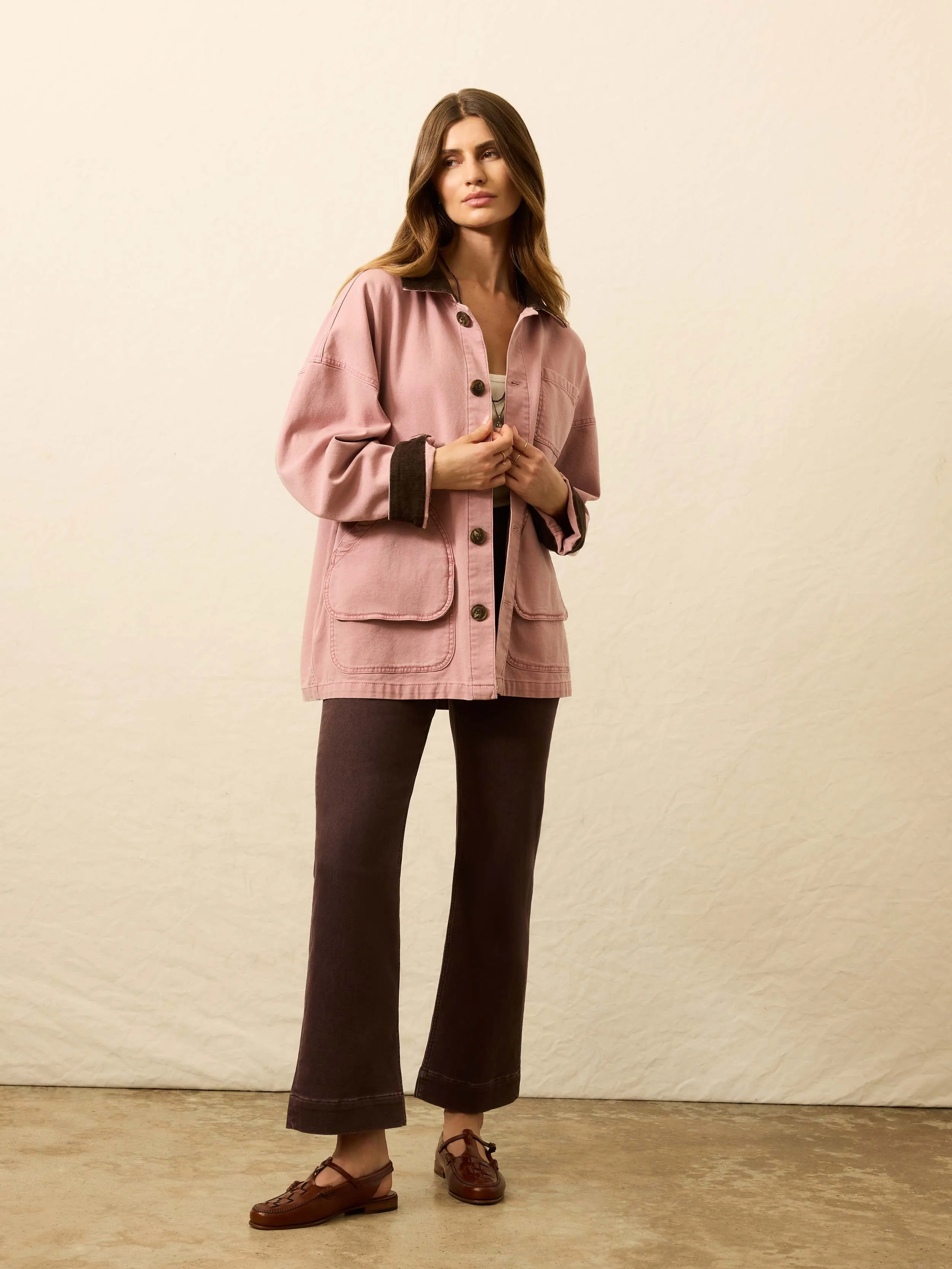 Sunwashed Canvas Barn Jacket - Nostalgia Rose sold by Faherty product image thumbnail 3