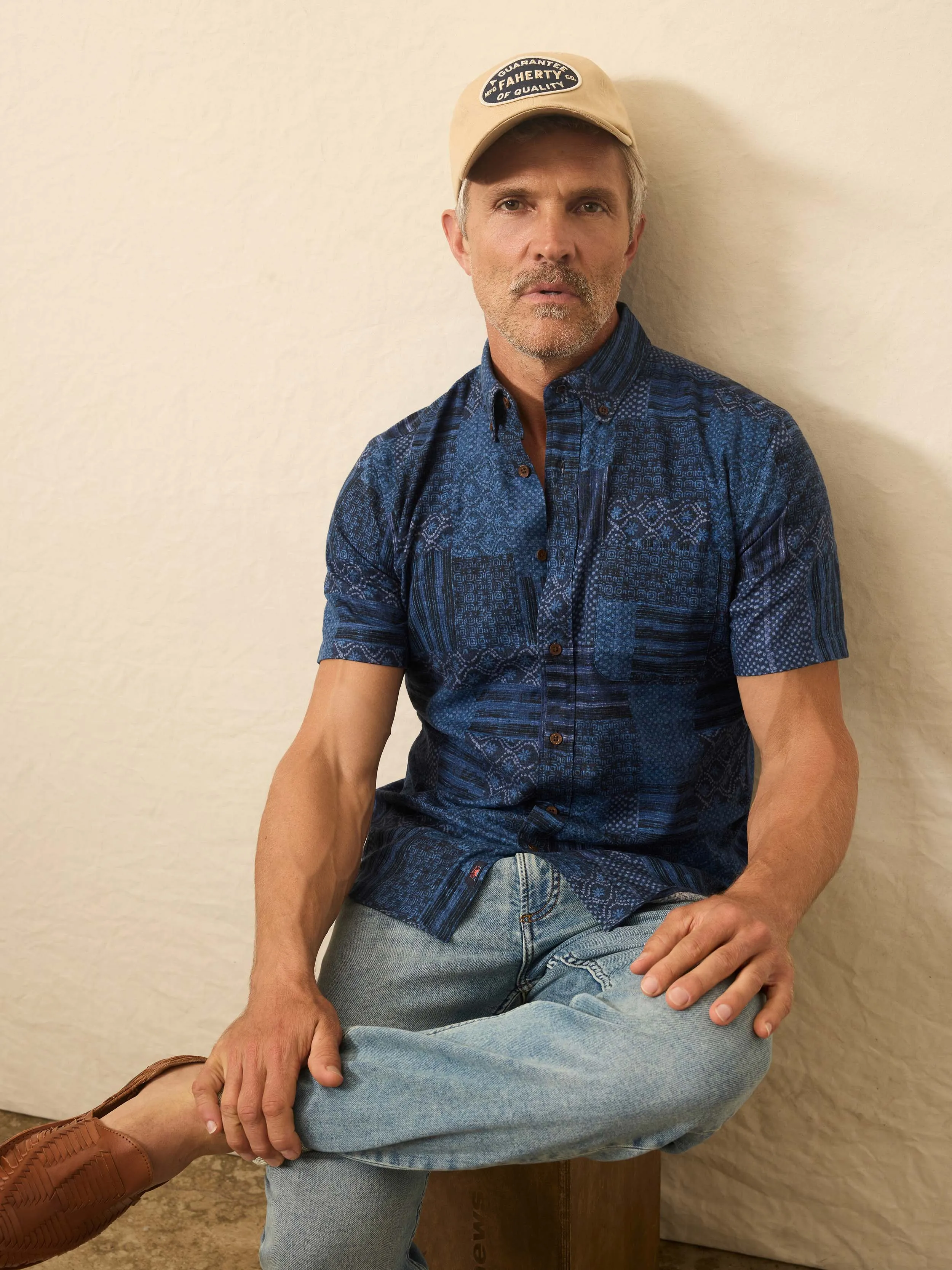Short-Sleeve Breeze Shirt - Harbor Blues Patchwork sold by Faherty product image thumbnail 4