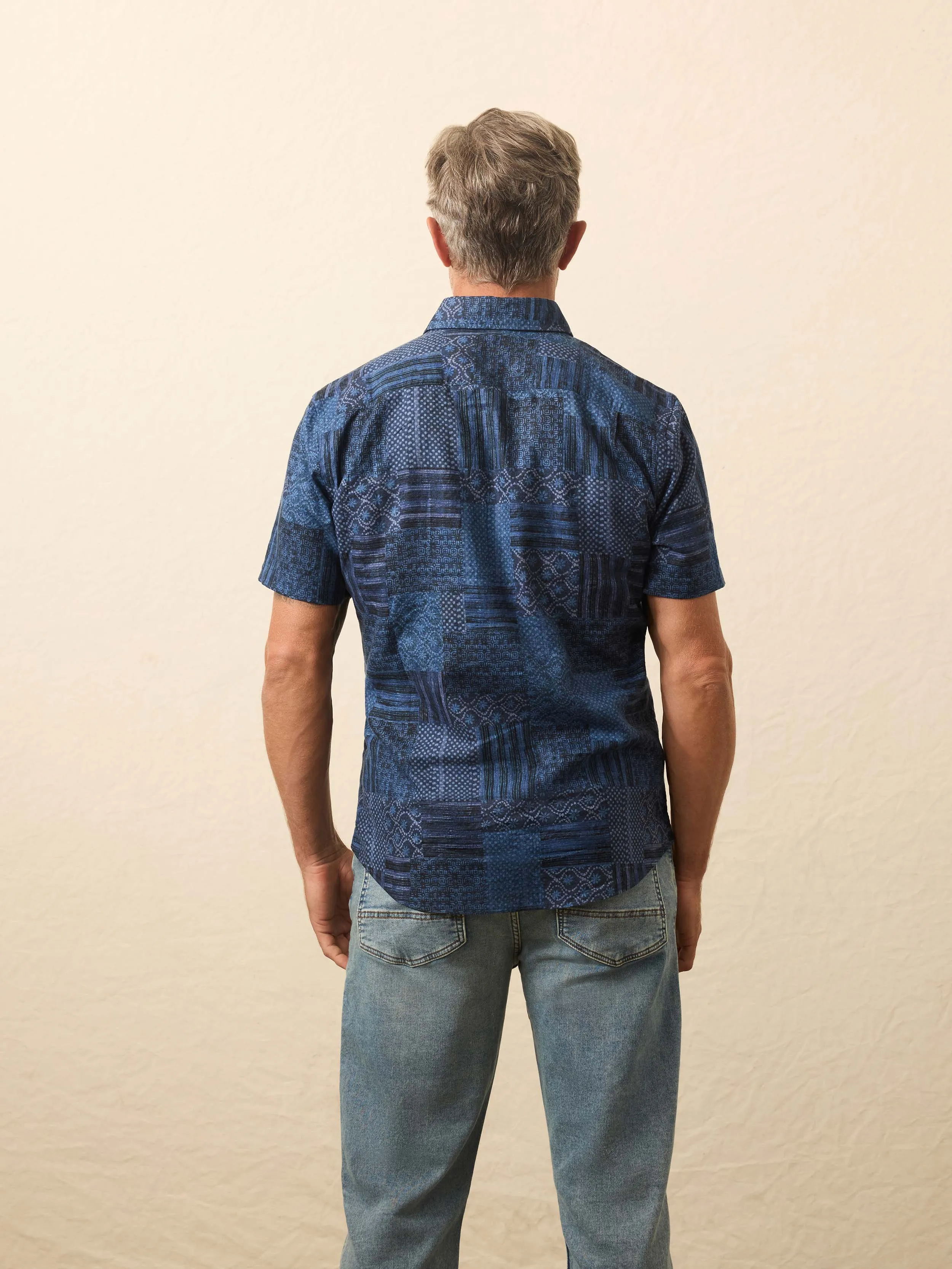 Short-Sleeve Breeze Shirt - Harbor Blues Patchwork sold by Faherty product image thumbnail 3
