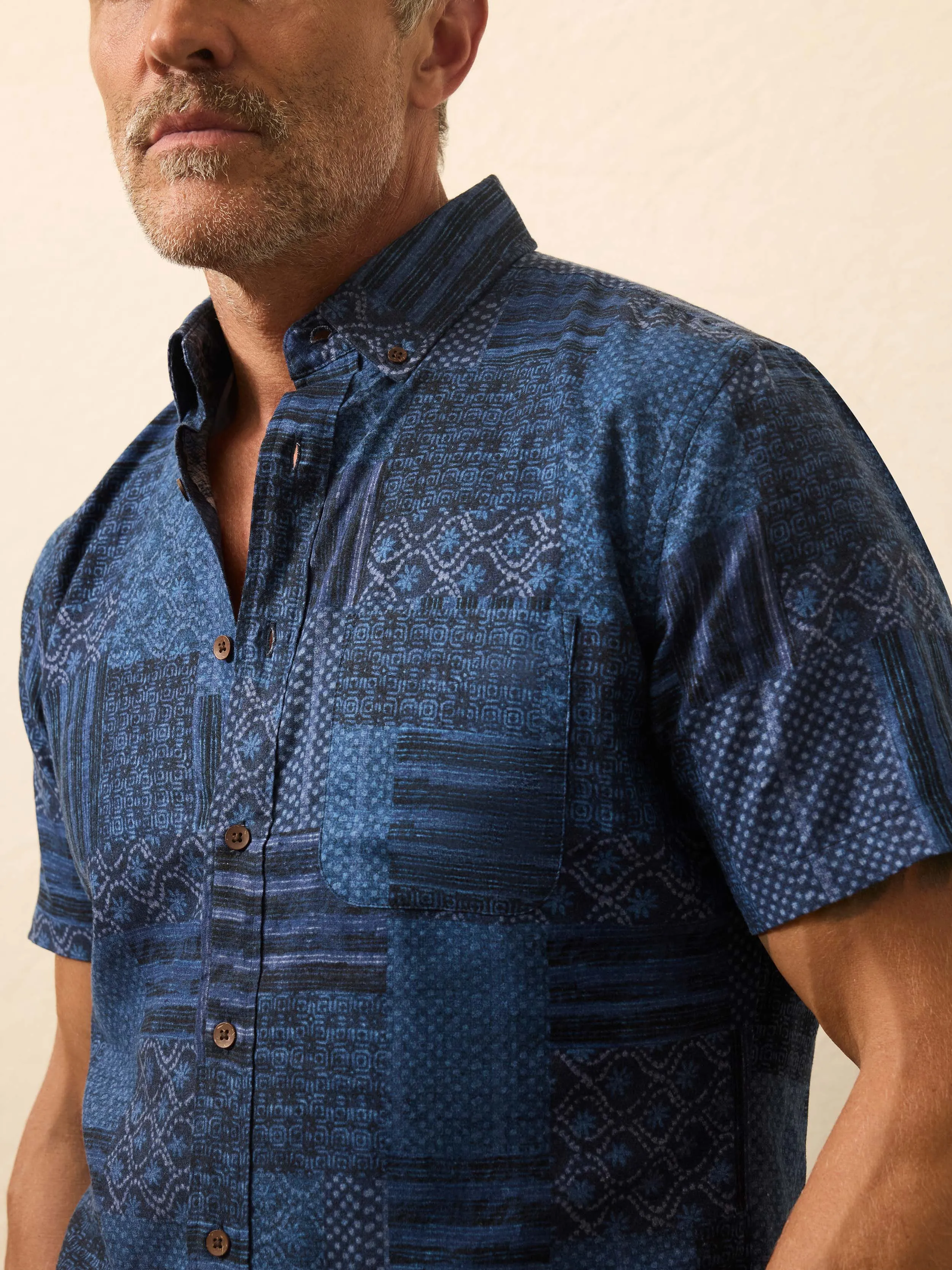 Short-Sleeve Breeze Shirt - Harbor Blues Patchwork sold by Faherty product image thumbnail 2