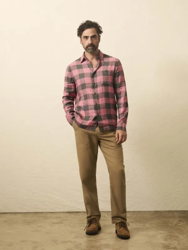 Long-Sleeve Breeze Shirt - Charcoal Red Buffalo sold by Faherty