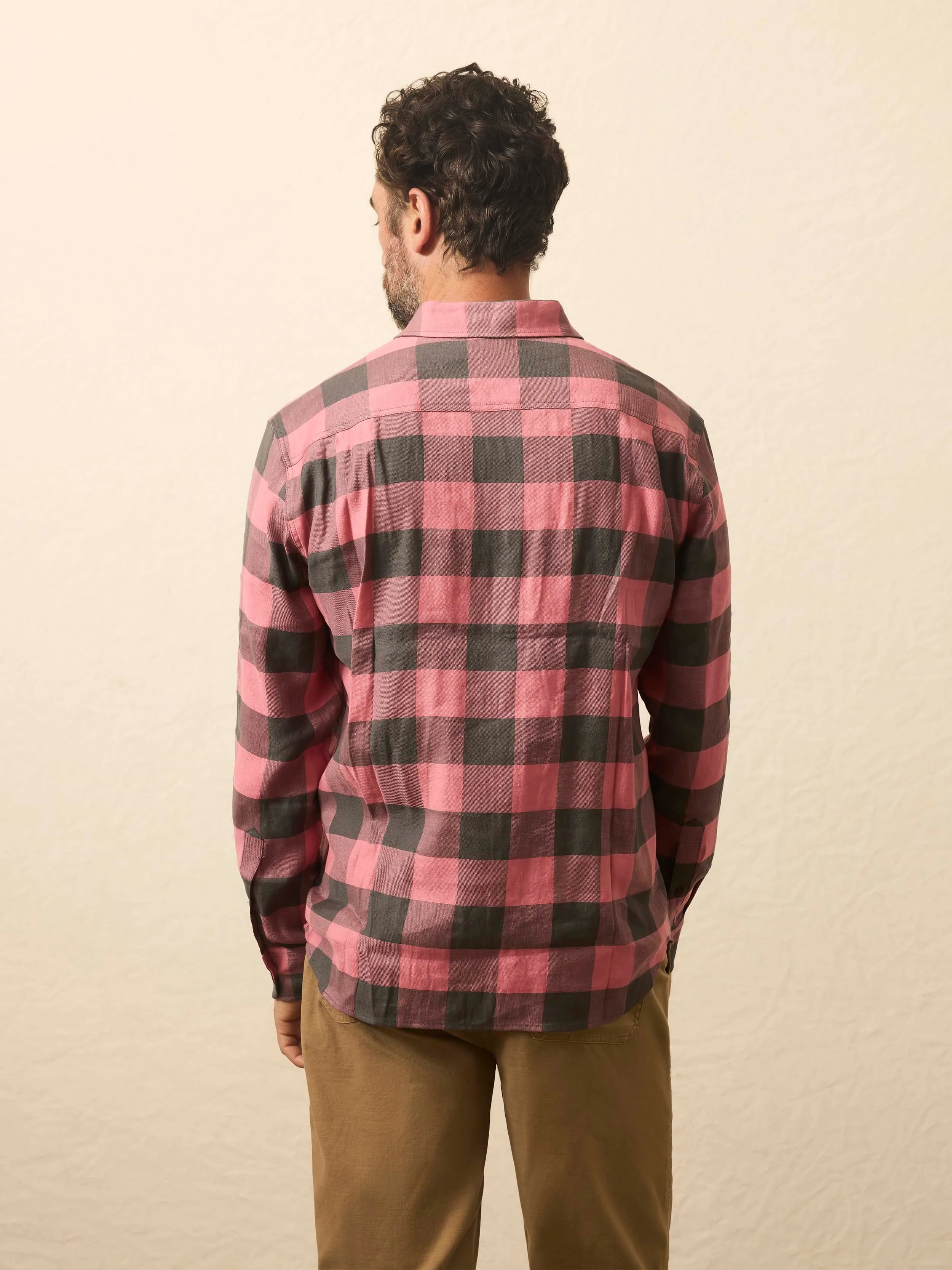 Long-Sleeve Breeze Shirt - Charcoal Red Buffalo sold by Faherty product image thumbnail 3