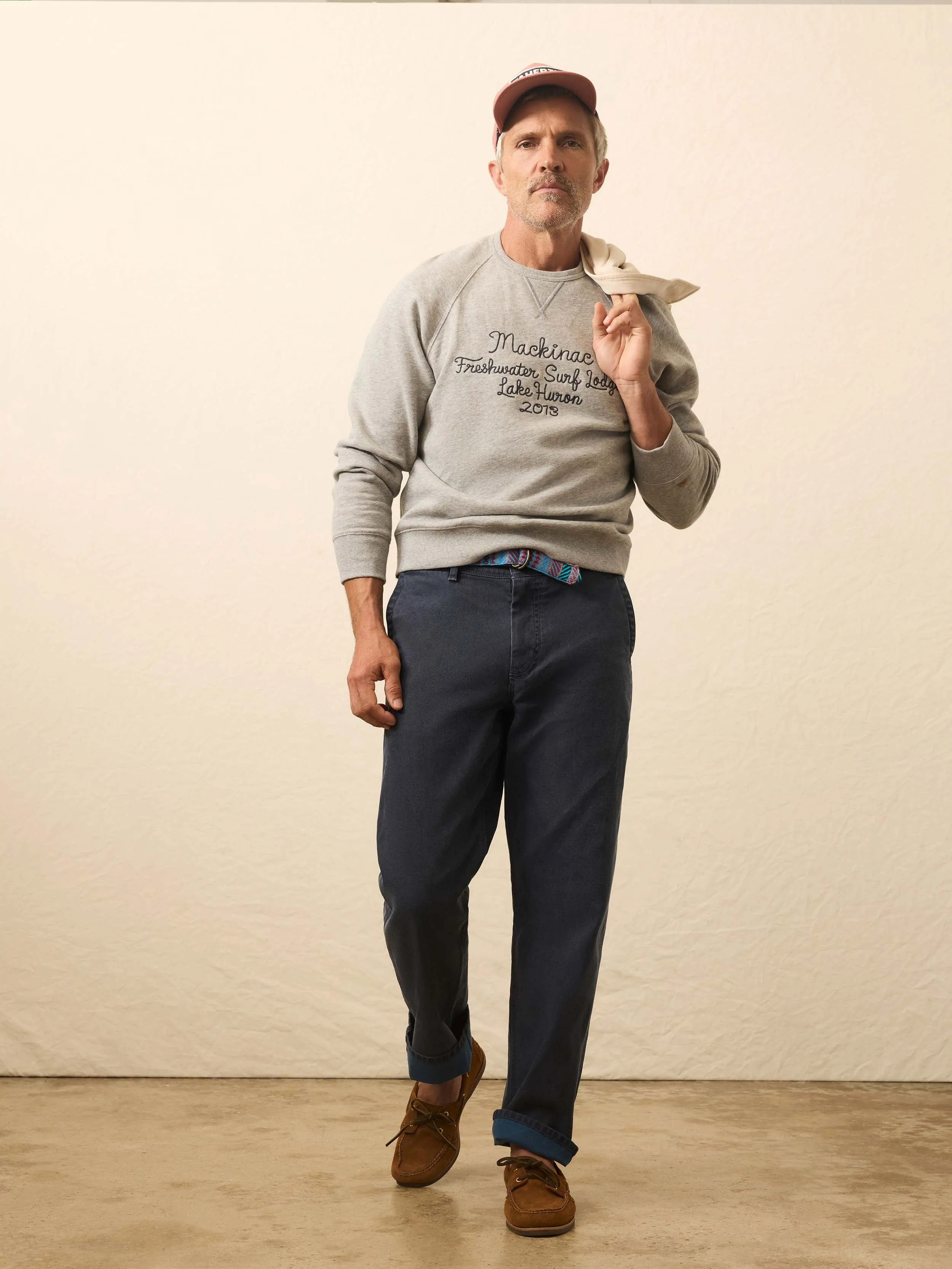 High Standard Fleece Graphic Crew - Silver Ash Heather sold by Faherty product image thumbnail 4