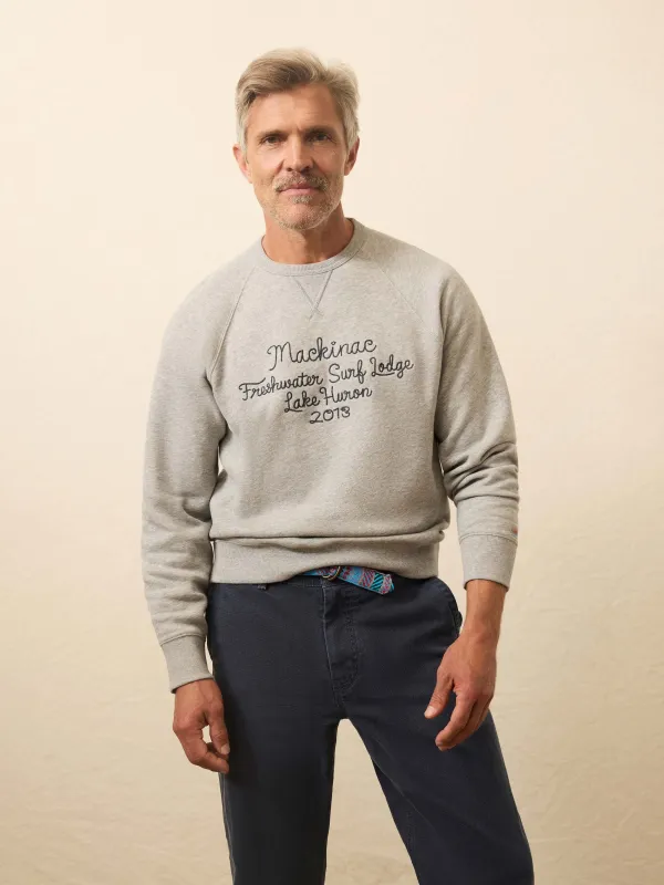 High Standard Fleece Graphic Crewneck - Silver Ash Heather sold by Faherty