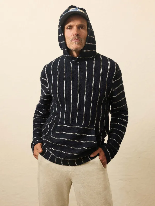 Whitewater Hoodie - Navy Point Stripe sold by Faherty