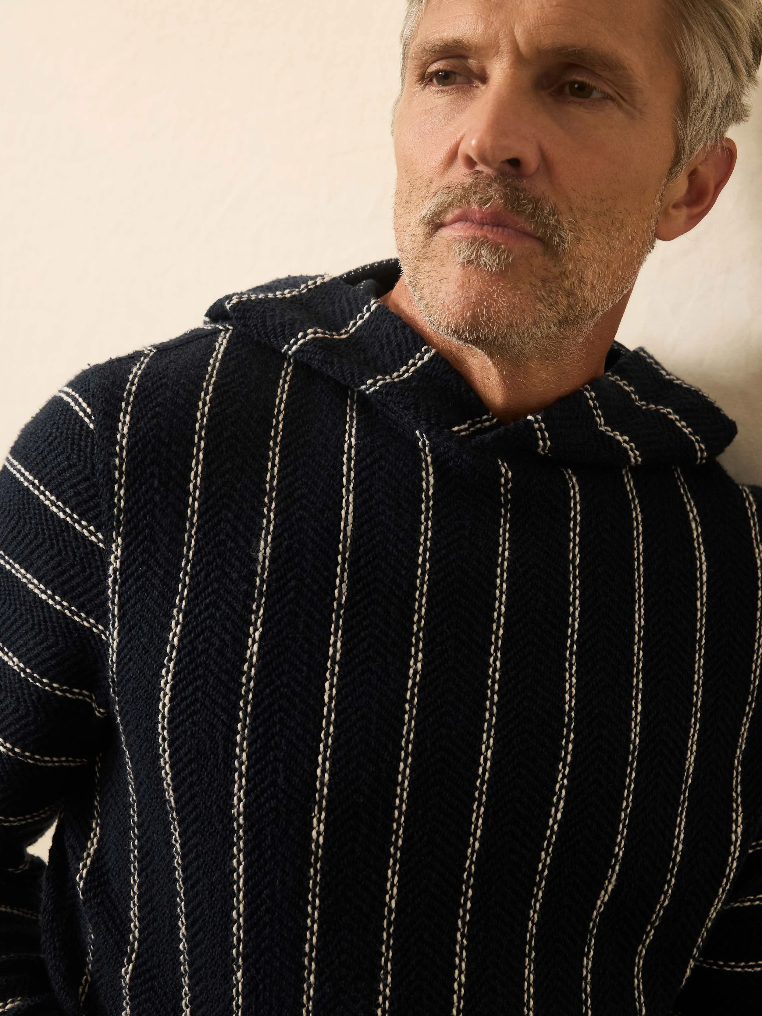 Whitewater Hoodie - Navy Point Stripe sold by Faherty product image thumbnail 2