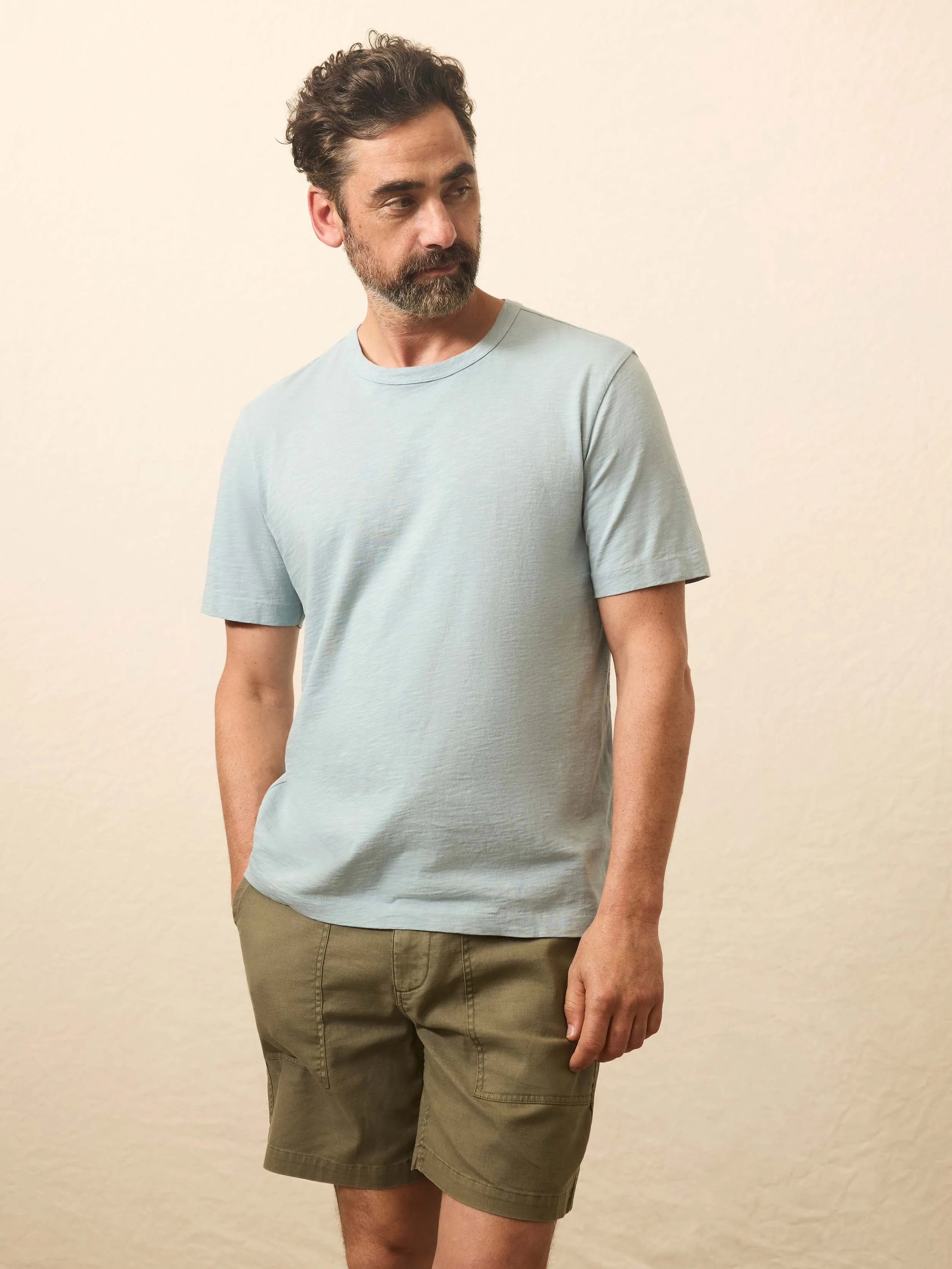 Sunwashed Regenerative Tee - Hull Teal sold by Faherty