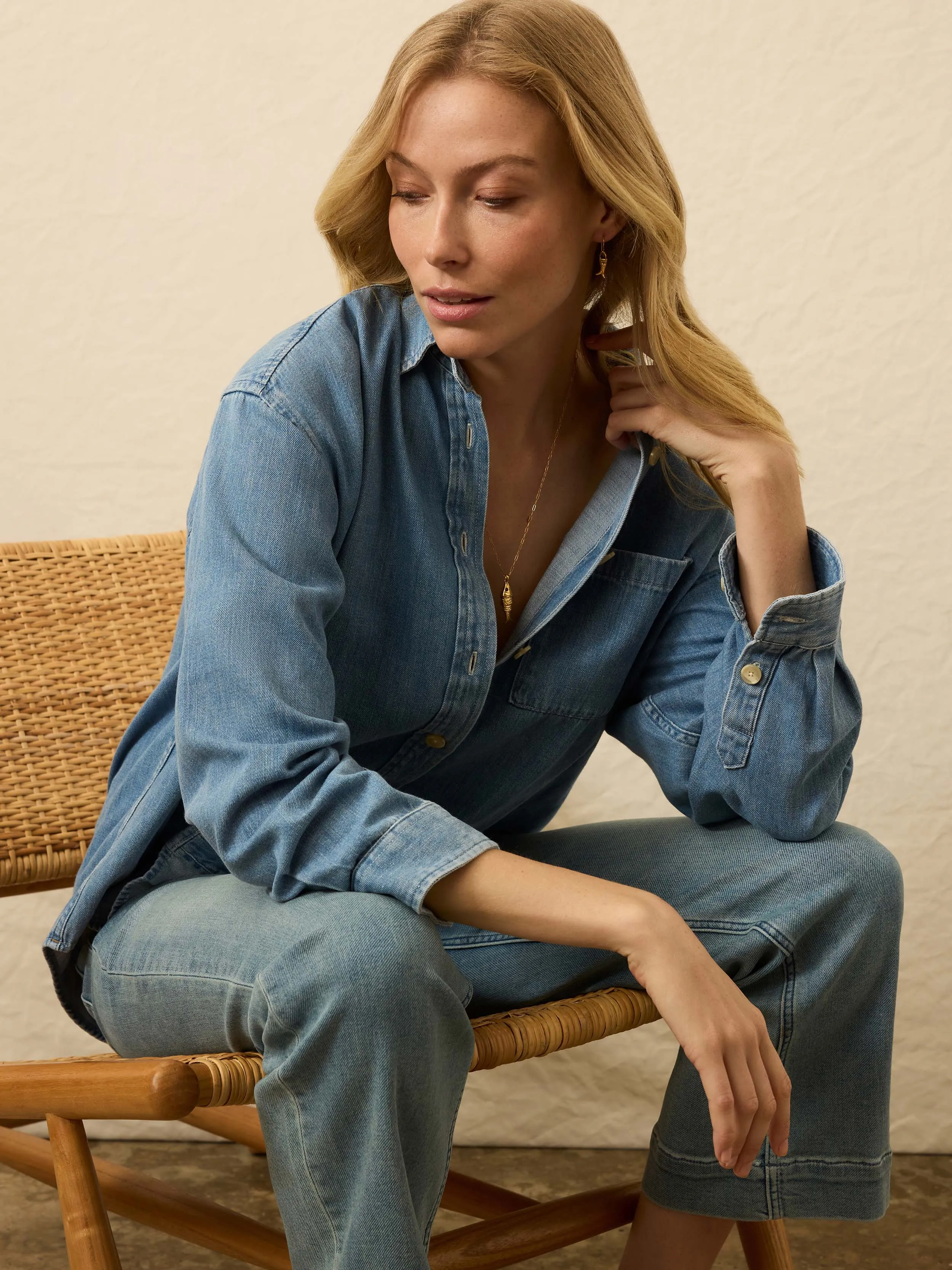 Sunfair Denim Relaxed Shirt - Glacier Bay Wash sold by Faherty product image thumbnail 4