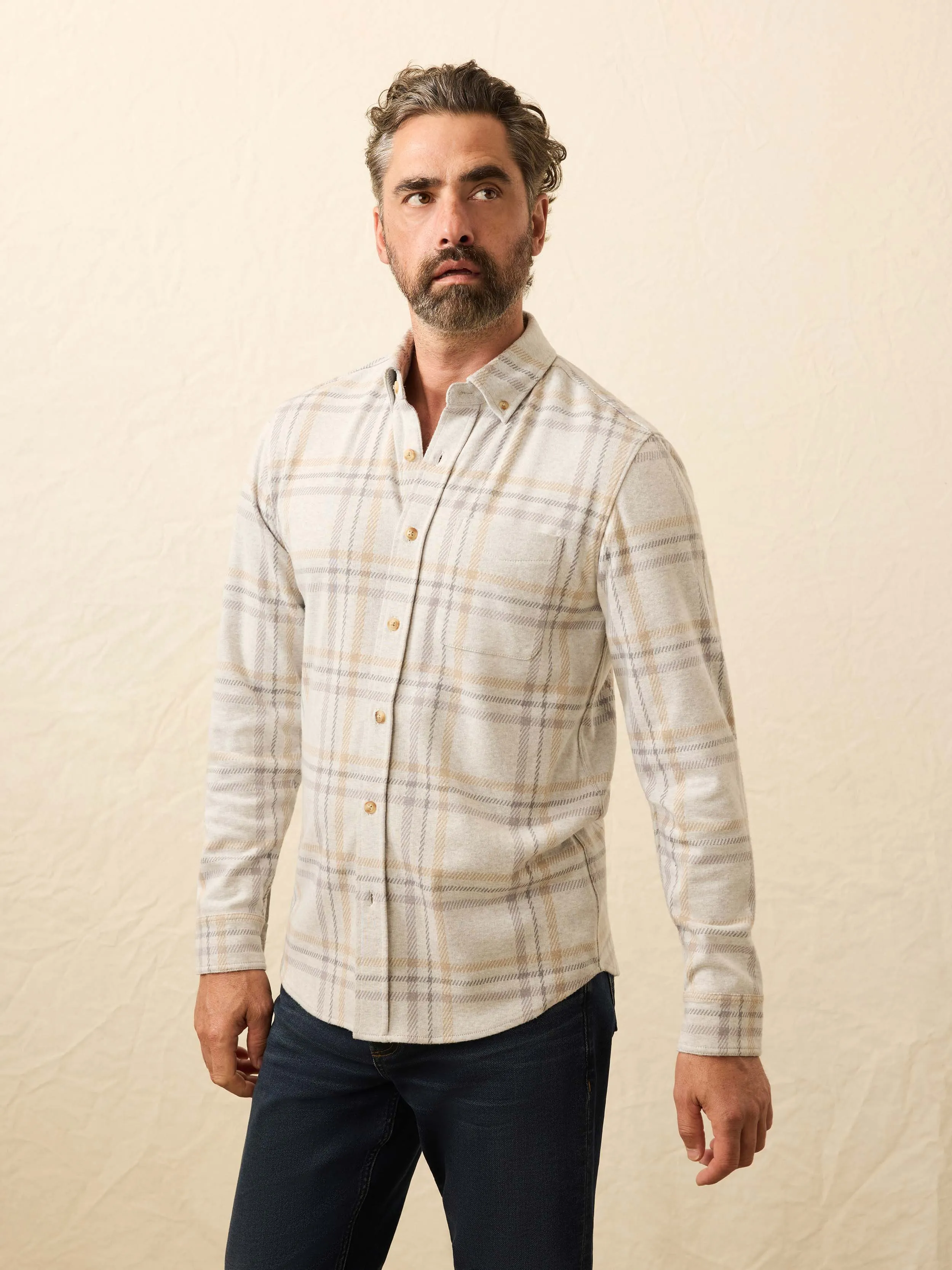 Legend™ Sweater Shirt (Single Pocket) - Sandy Trails Plaid sold by Faherty