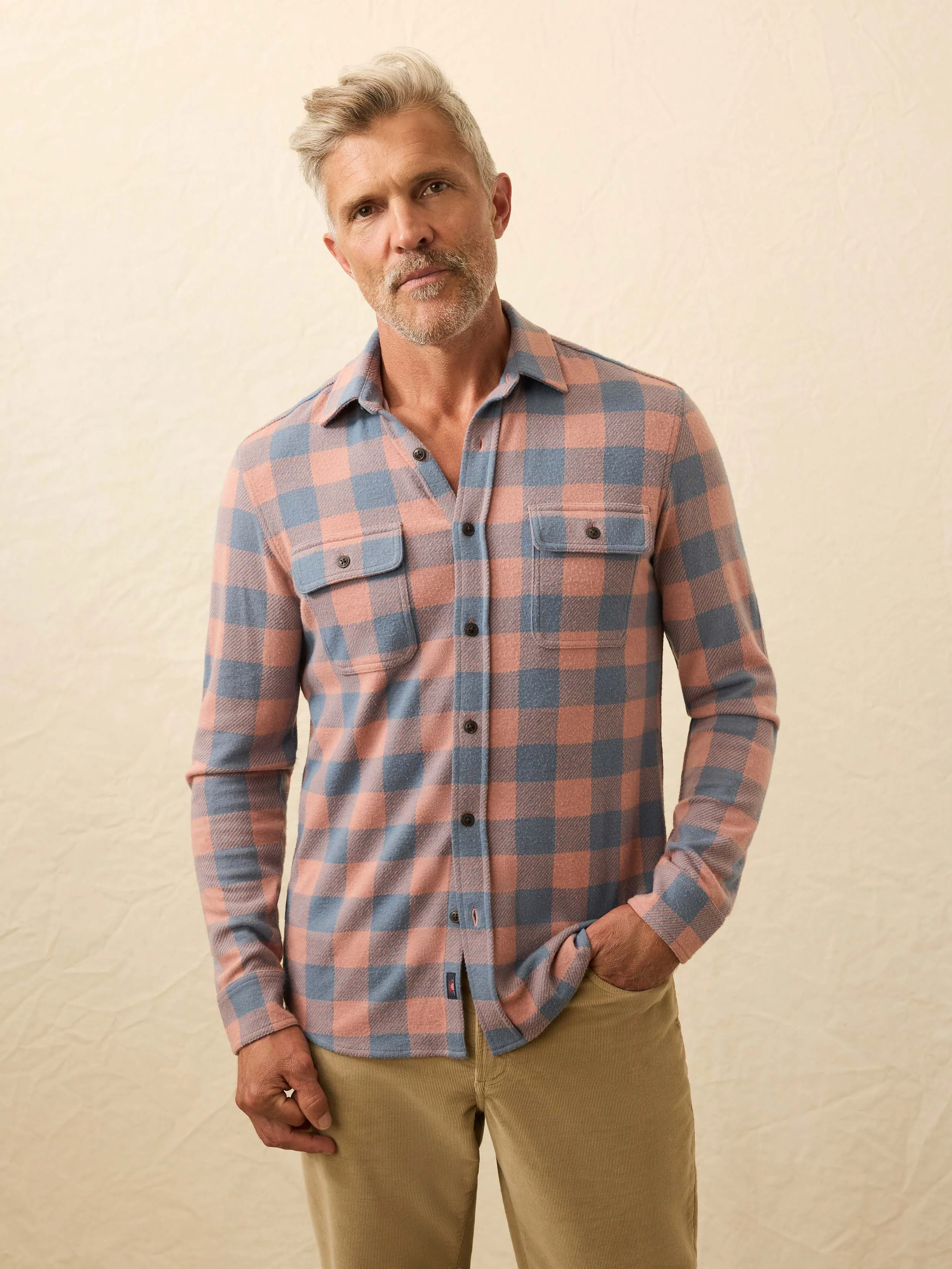Legend™ Sweater Shirt - Clay River Buffalo sold by Faherty