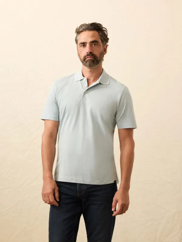 Short-Sleeve Movement™ Pique Polo - Huron Blue Melange sold by Faherty