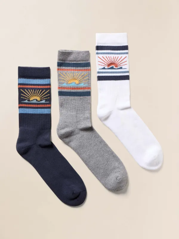 Sun & Waves™ 3 Pack Sock - Sun And Wave sold by Faherty