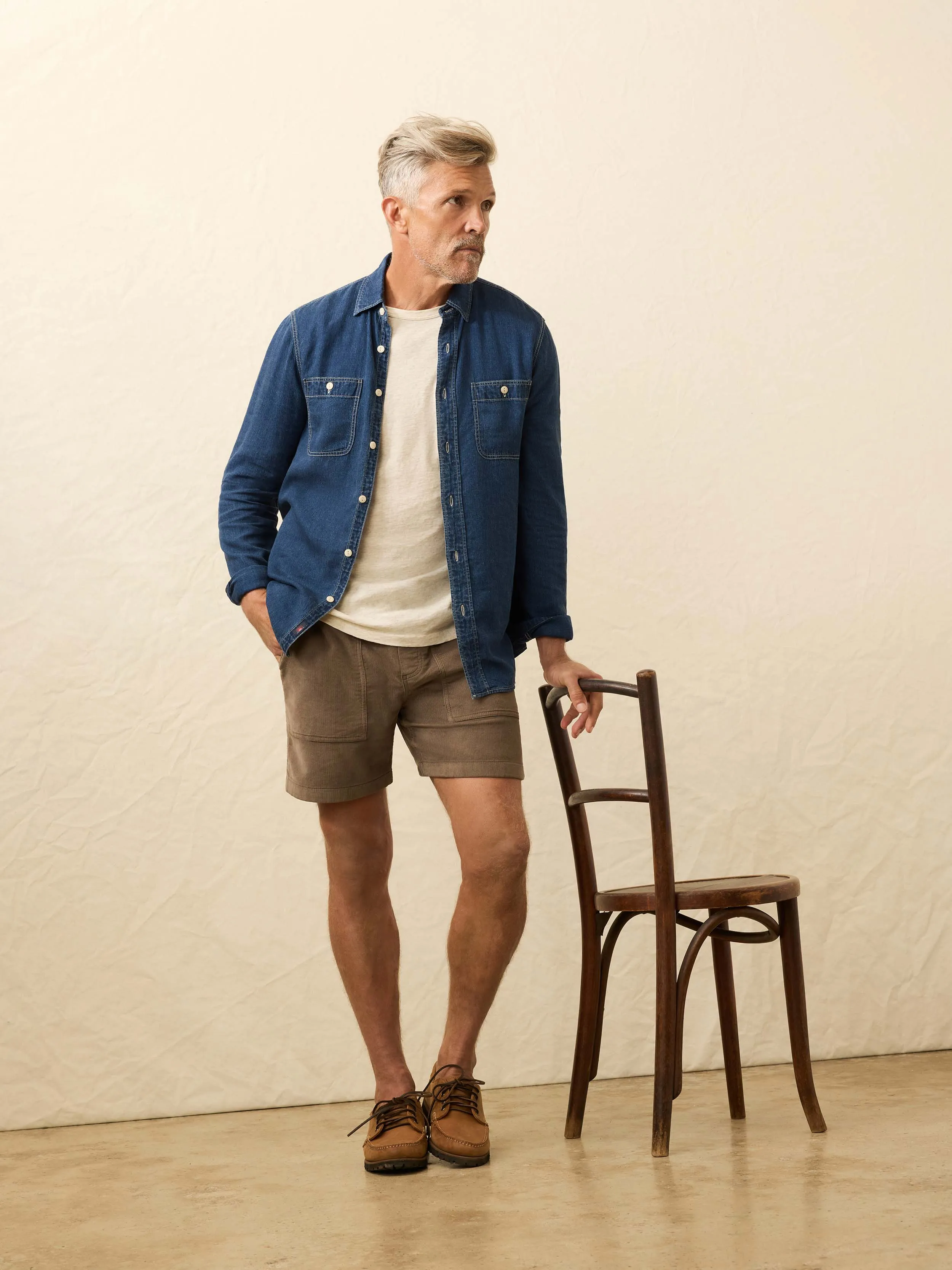 Tried & True Chambray Workshirt - Night Lagoon Wash sold by Faherty product image thumbnail 4