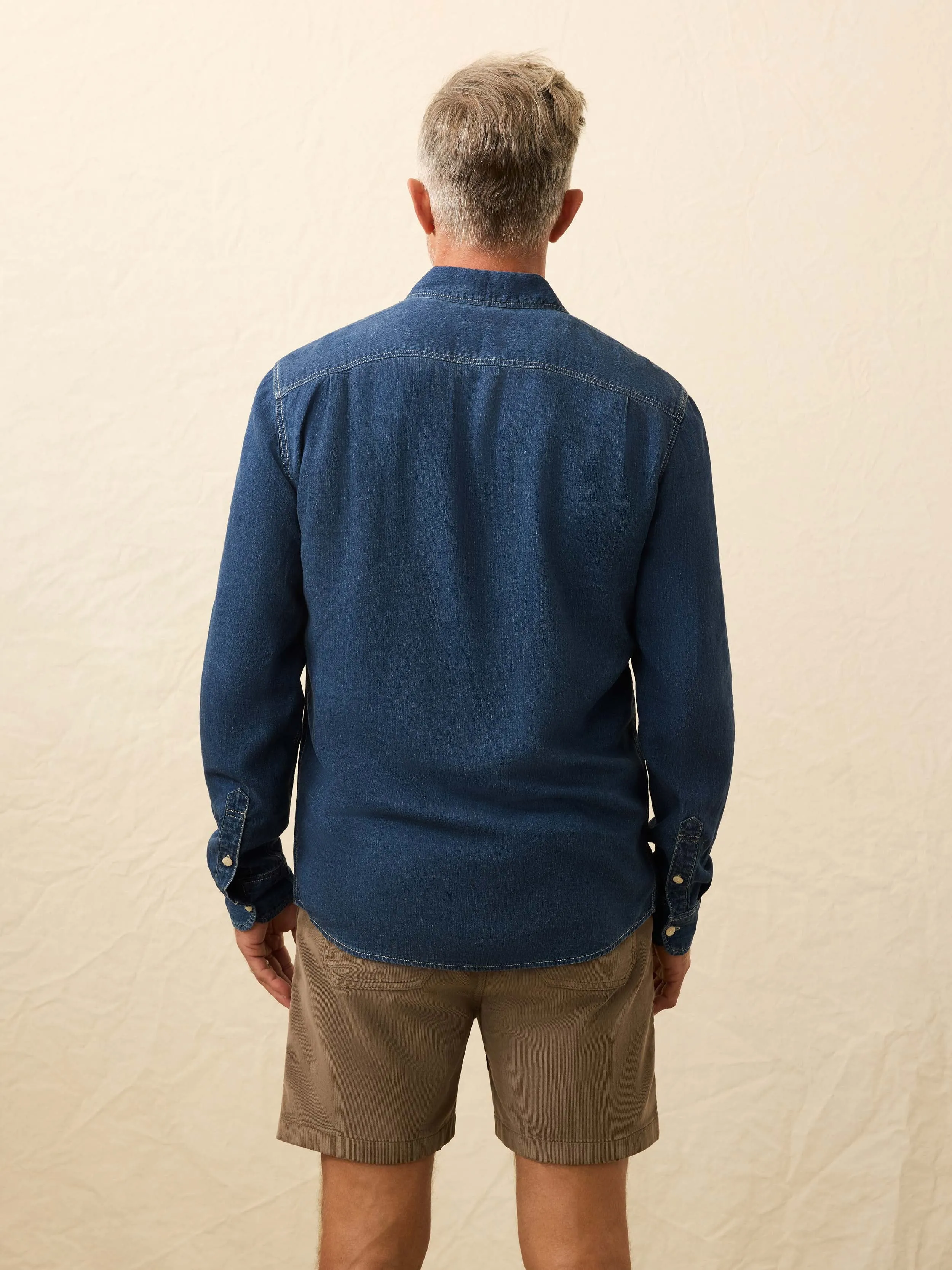 Tried & True Chambray Workshirt - Night Lagoon Wash sold by Faherty product image thumbnail 3