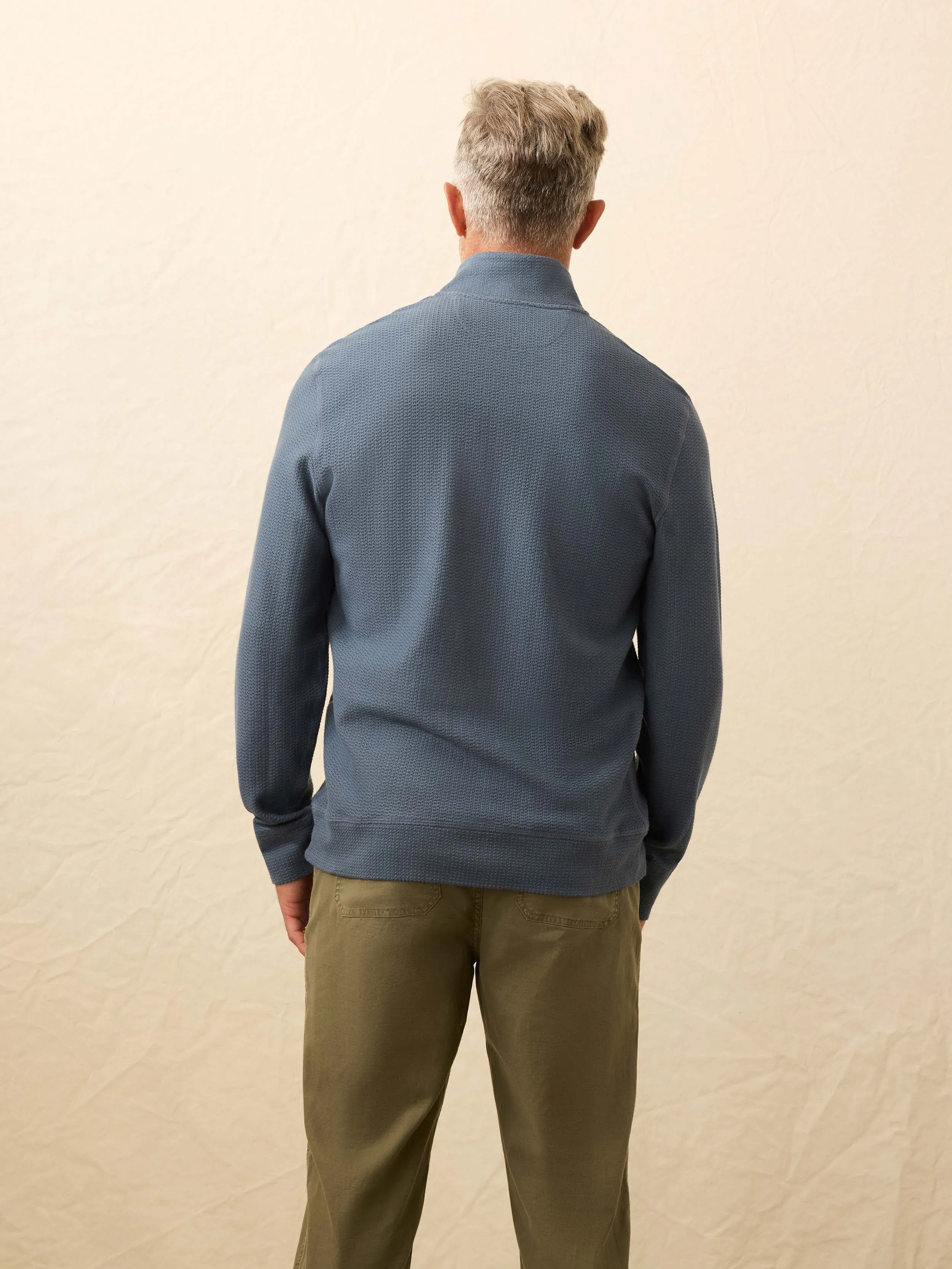 Textured Knit Quarter Zip - Breaker Blue sold by Faherty product image thumbnail 3