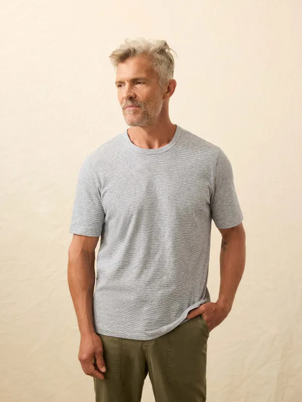 Sunwashed Regenerative Tee - Ice Plunge Stripe sold by Faherty
