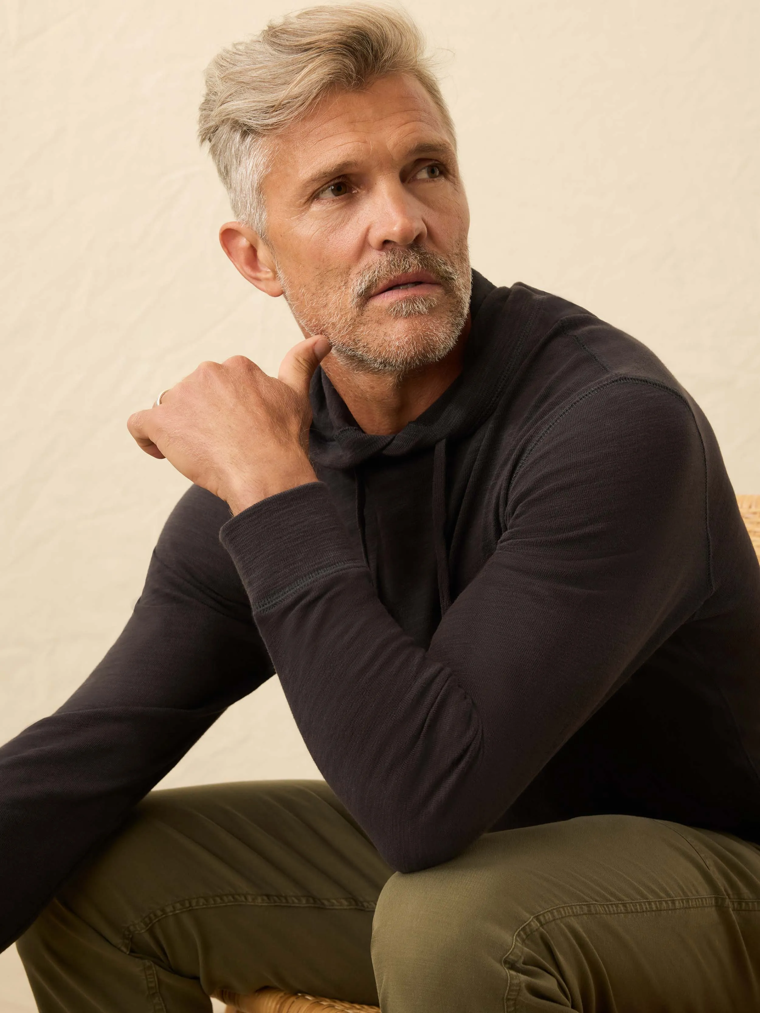 Sunwashed Midweight Organic Hoodie - Ridge Black sold by Faherty product image thumbnail 5