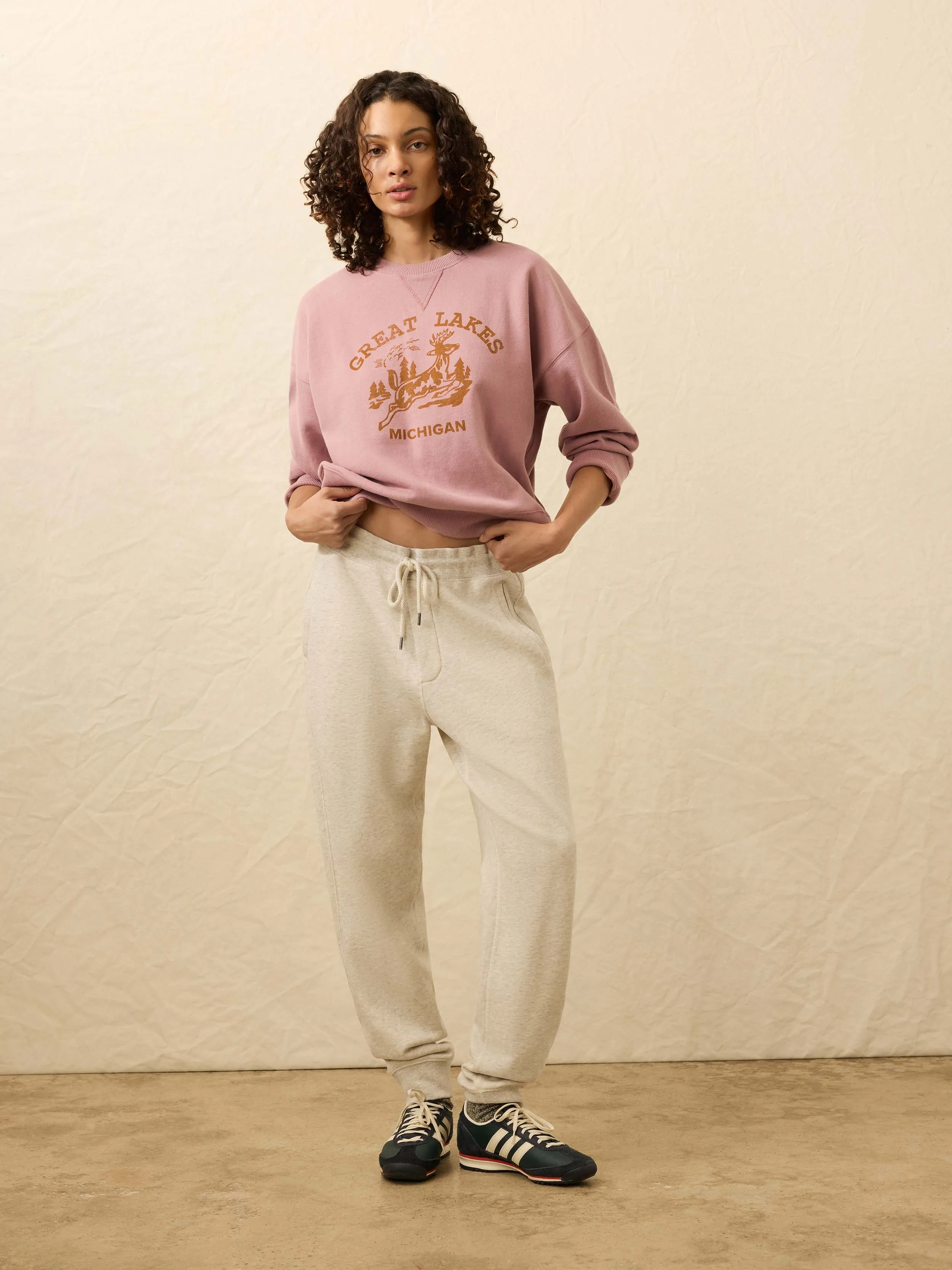 High Standard Fleece Vintage Crewneck - Nostalgia Rose sold by Faherty product image thumbnail 3