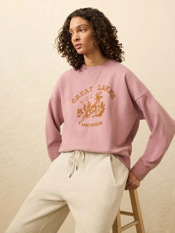 High Standard Fleece Vintage Crewneck - Nostalgia Rose sold by Faherty