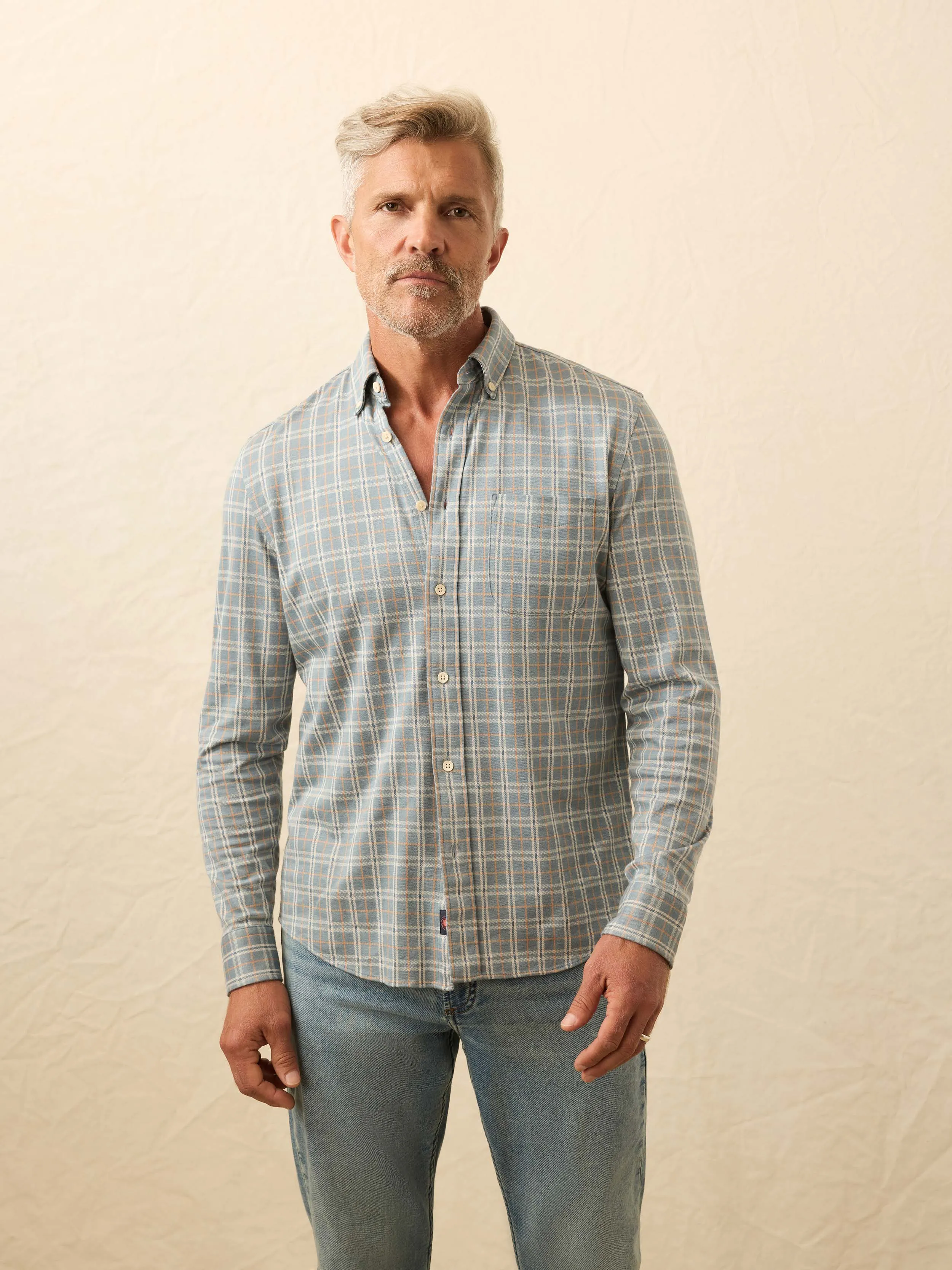 Coastline Knit Shirt - Autumn Storm Plaid sold by Faherty