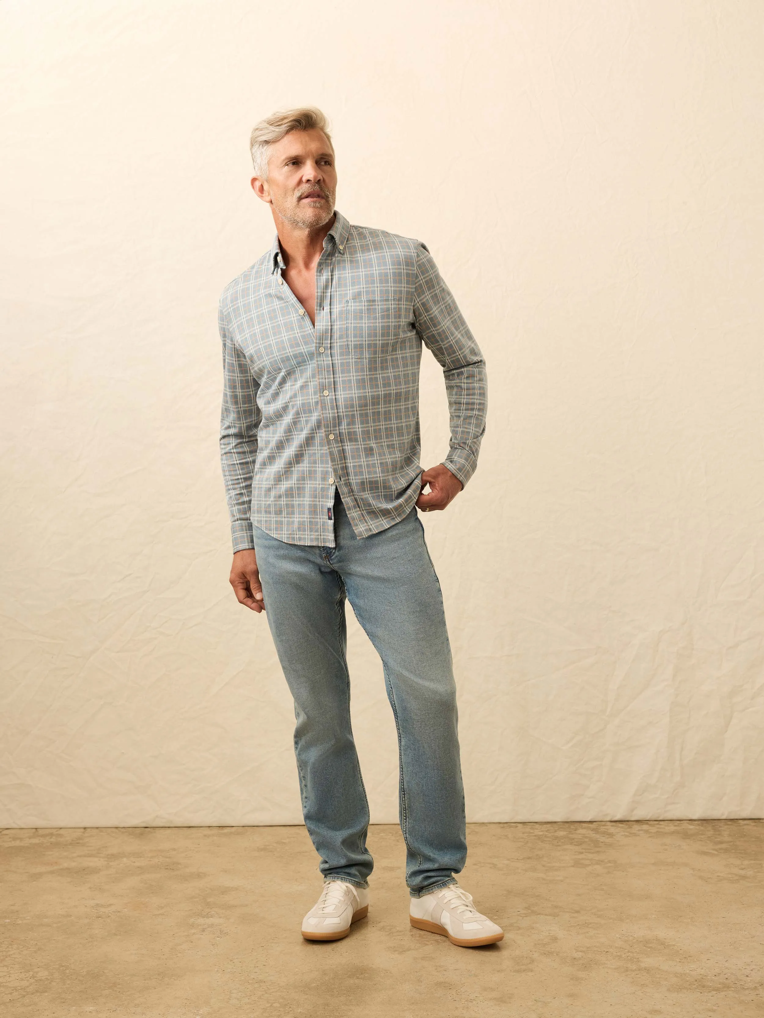 Coastline Knit Shirt - Autumn Storm Plaid sold by Faherty product image thumbnail 4