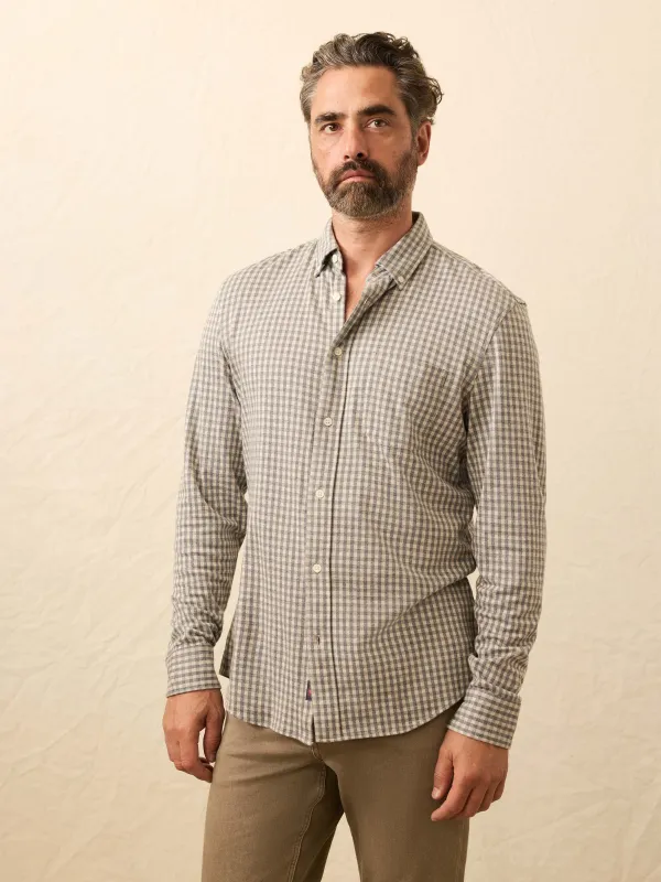 Coastline Knit Shirt - Fox Grey Gingham sold by Faherty