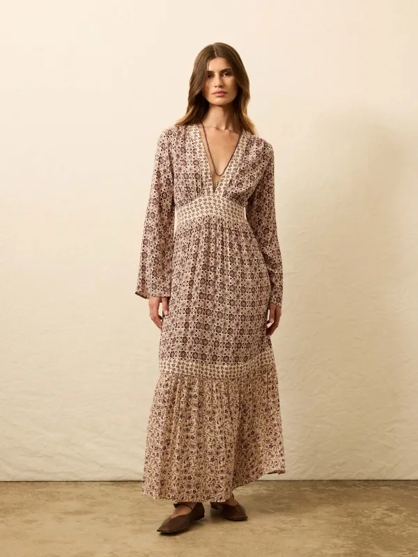 Dakota Dress - Sunrise Azulejos Mixed Print sold by Faherty