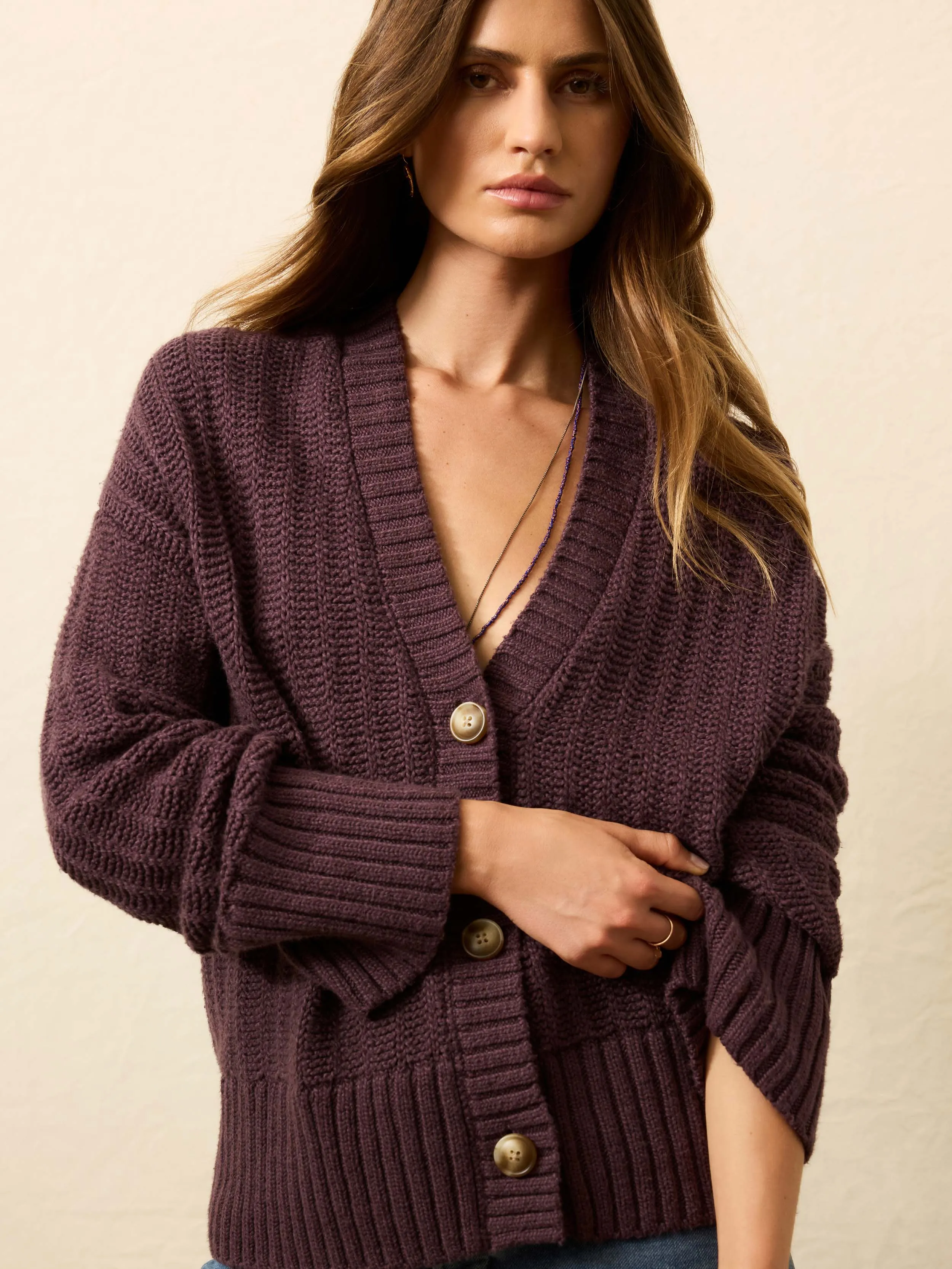 Heirloom Cotton Relaxed Cardigan - Huckleberry sold by Faherty product image thumbnail 2