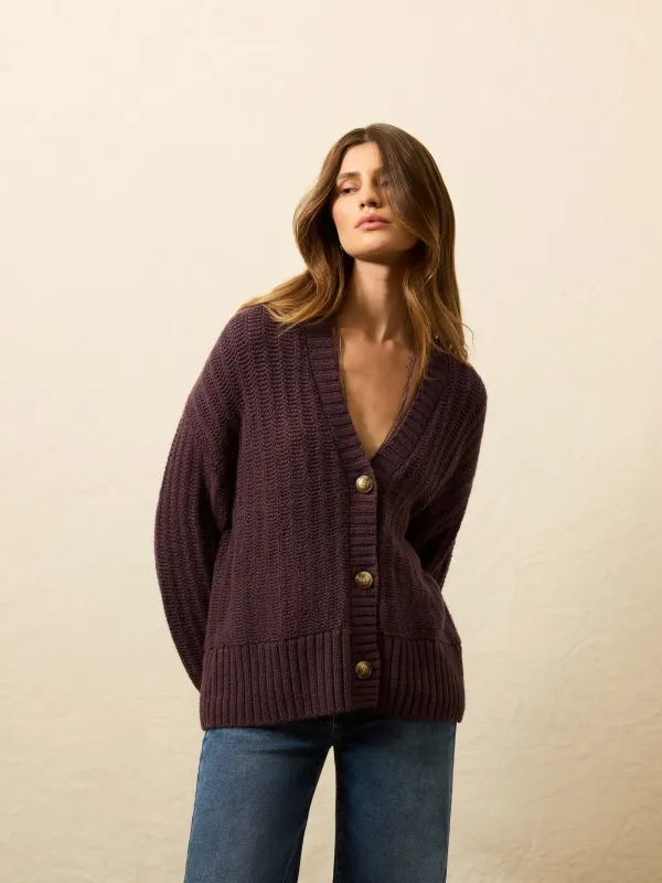 Heirloom Cotton Relaxed Cardigan - Huckleberry sold by Faherty
