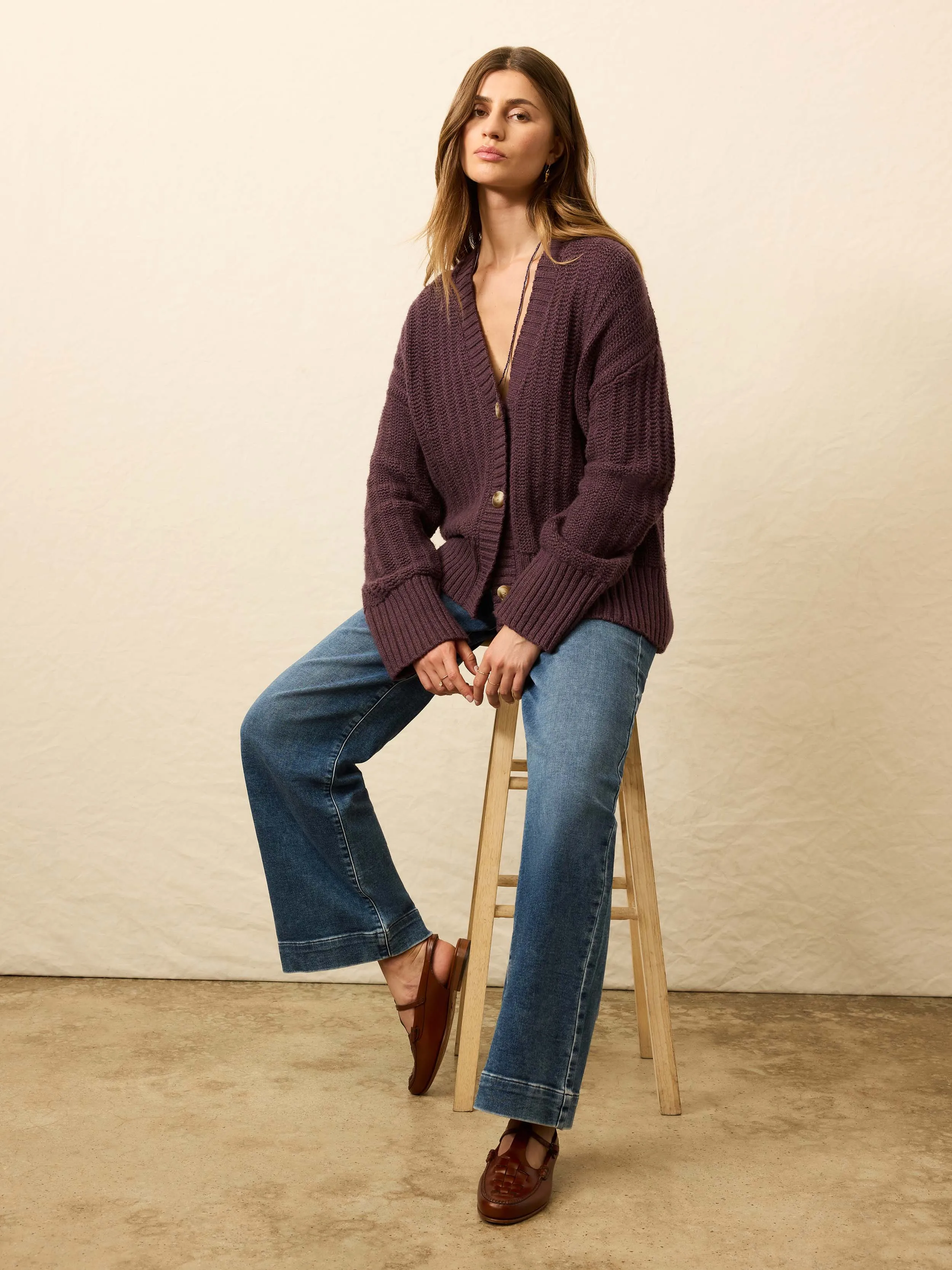 Heirloom Cotton Relaxed Cardigan - Huckleberry sold by Faherty product image thumbnail 4