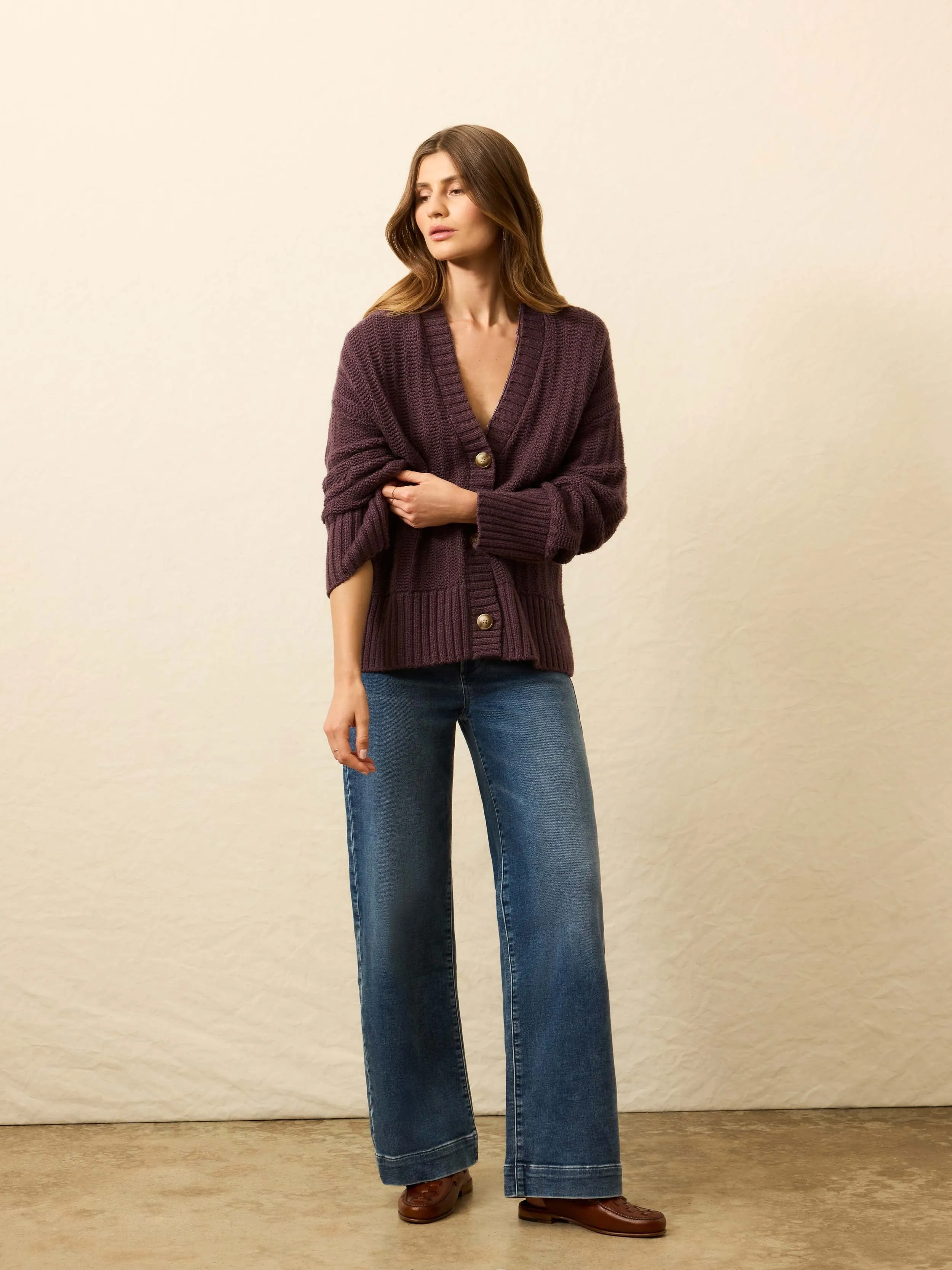 Heirloom Cotton Relaxed Cardigan - Huckleberry sold by Faherty product image thumbnail 3
