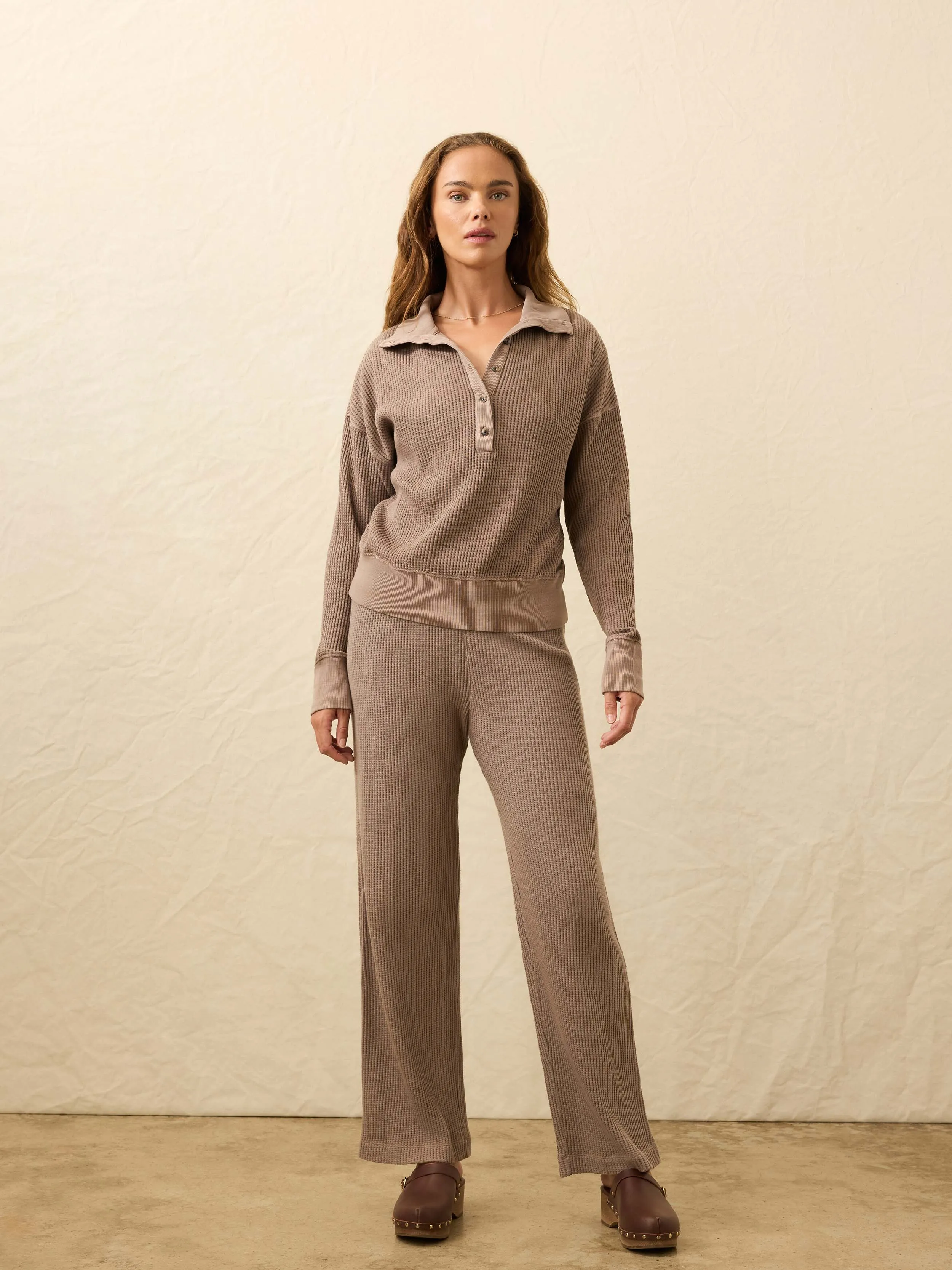 Après Waffle Henley - Wood Smoke sold by Faherty product image thumbnail 4