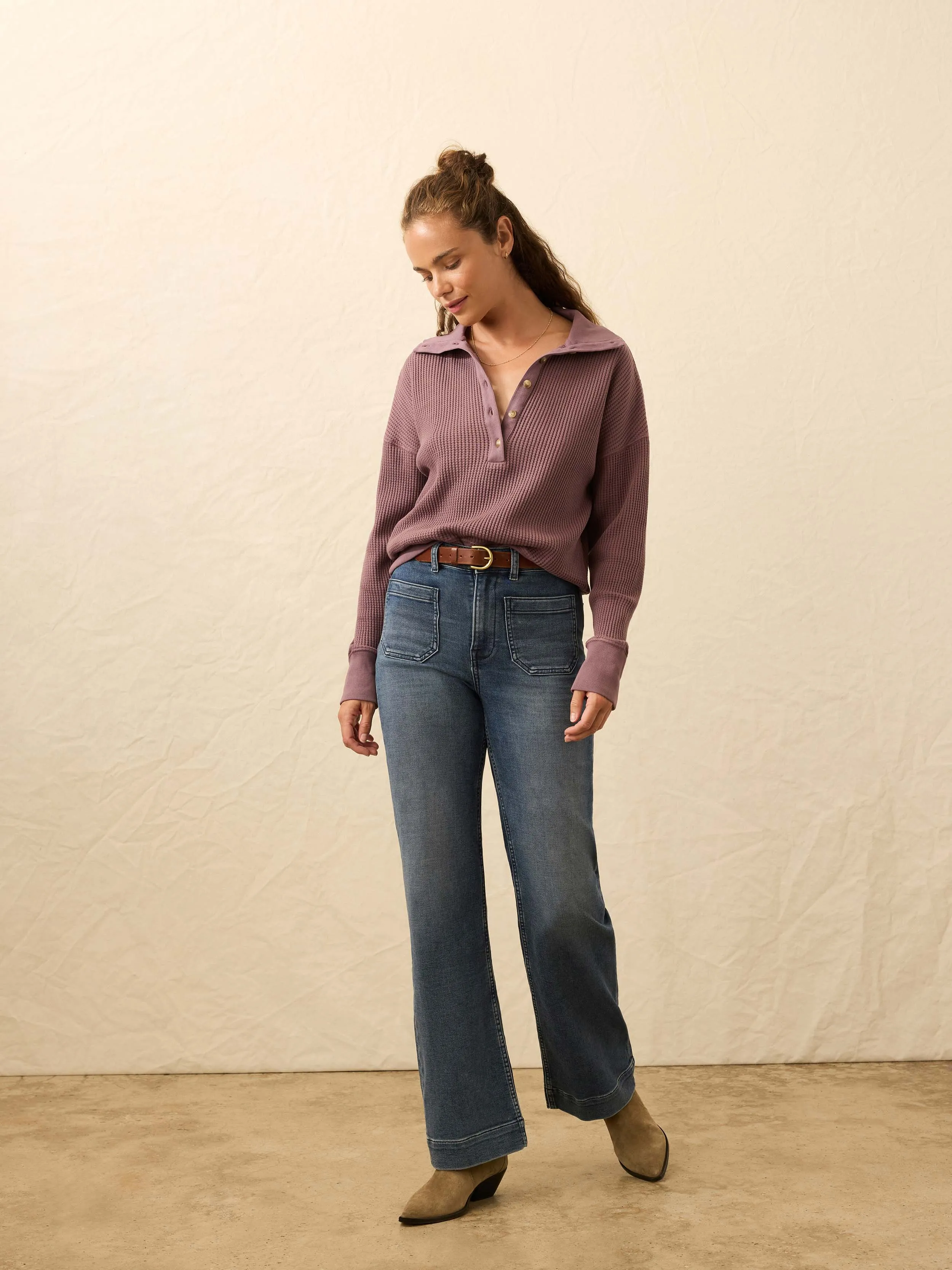 Après Waffle Henley - Flint sold by Faherty product image thumbnail 4