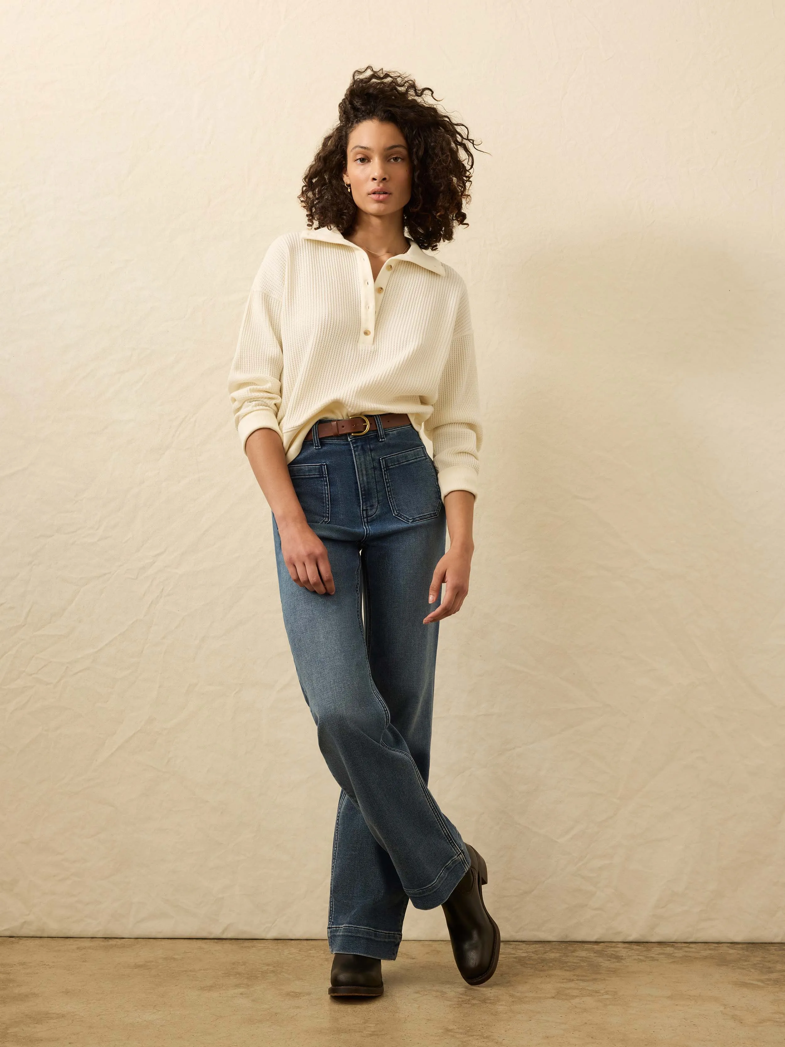 Apres Waffle Henley - Coastal Cream sold by Faherty product image thumbnail 5
